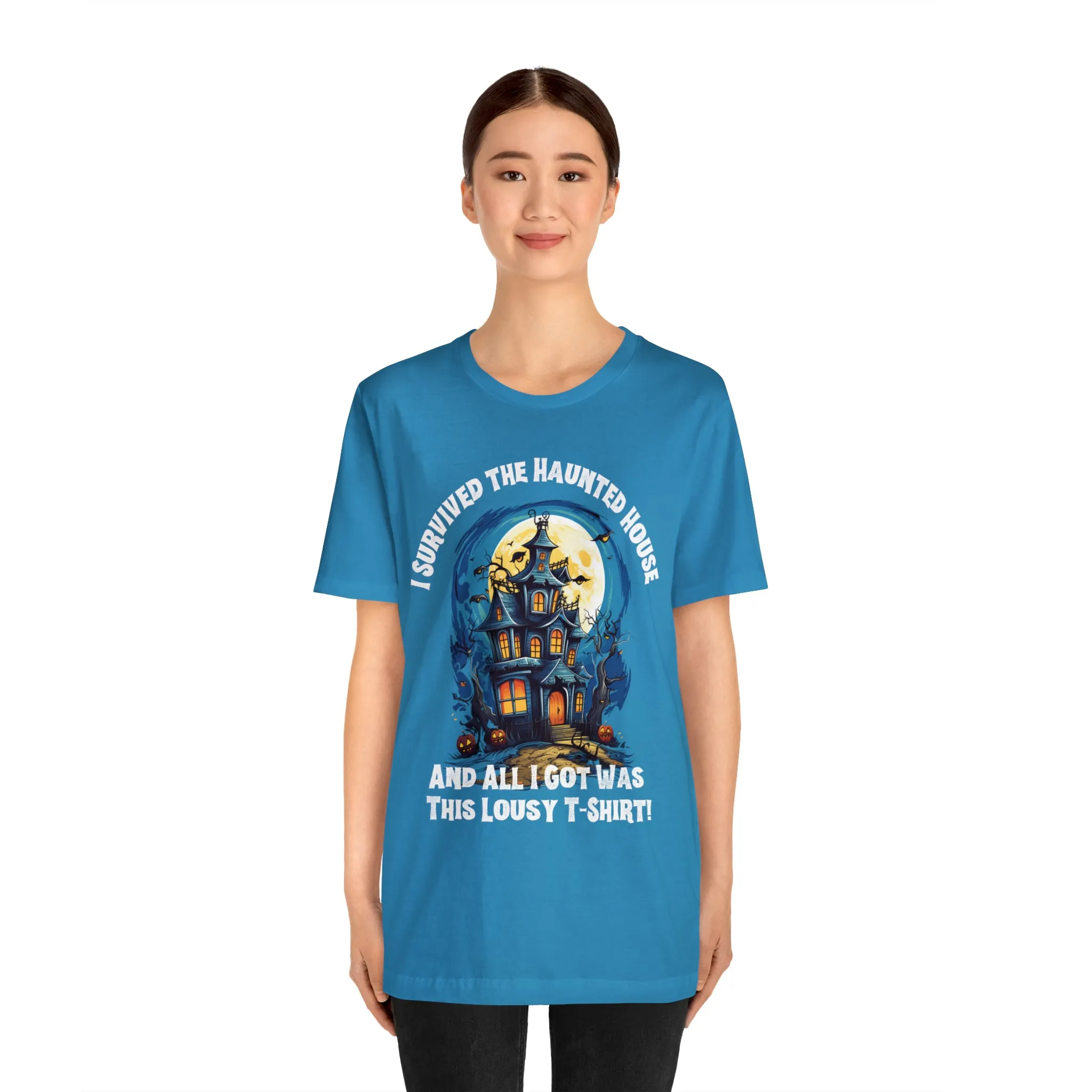 I Survived the Haunted House Halloween T-Shirt | All I Got Was This Lousy Tee |  Bella Canvas 3001Unisex | Spooky House Short Sleeve Tshirt