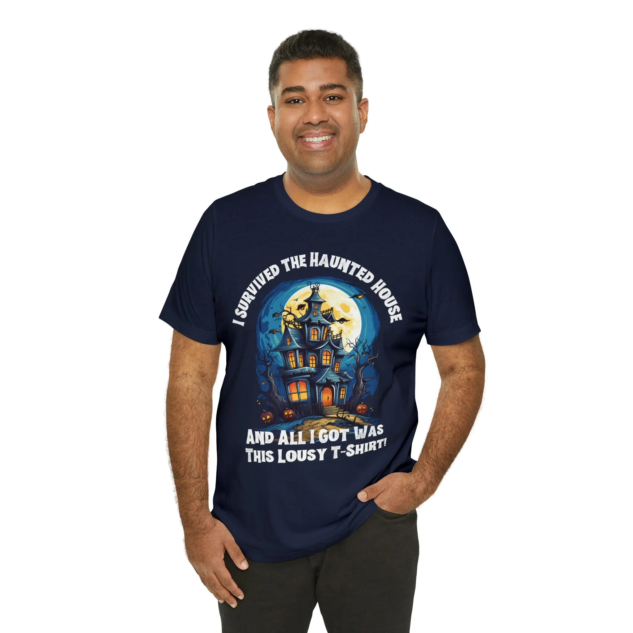 I Survived the Haunted House Halloween T-Shirt | All I Got Was This Lousy Tee |  Bella Canvas 3001Unisex | Spooky House Short Sleeve Tshirt