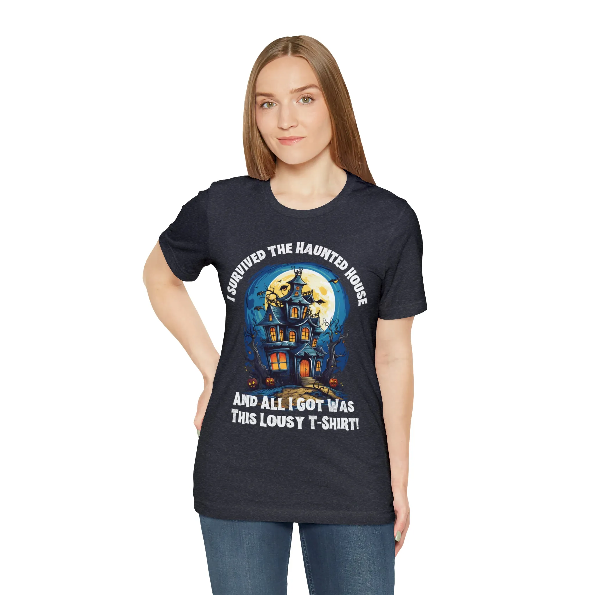 I Survived the Haunted House Halloween T-Shirt | All I Got Was This Lousy Tee |  Bella Canvas 3001Unisex | Spooky House Short Sleeve Tshirt