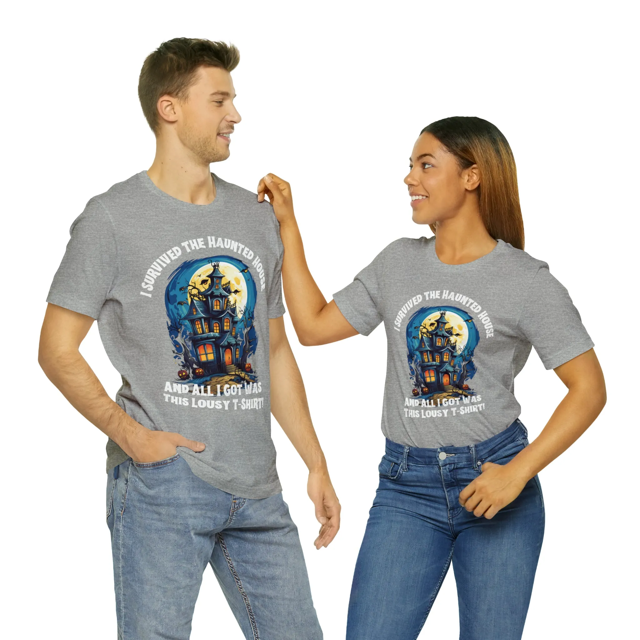 I Survived the Haunted House Halloween T-Shirt | All I Got Was This Lousy Tee |  Bella Canvas 3001Unisex | Spooky House Short Sleeve Tshirt