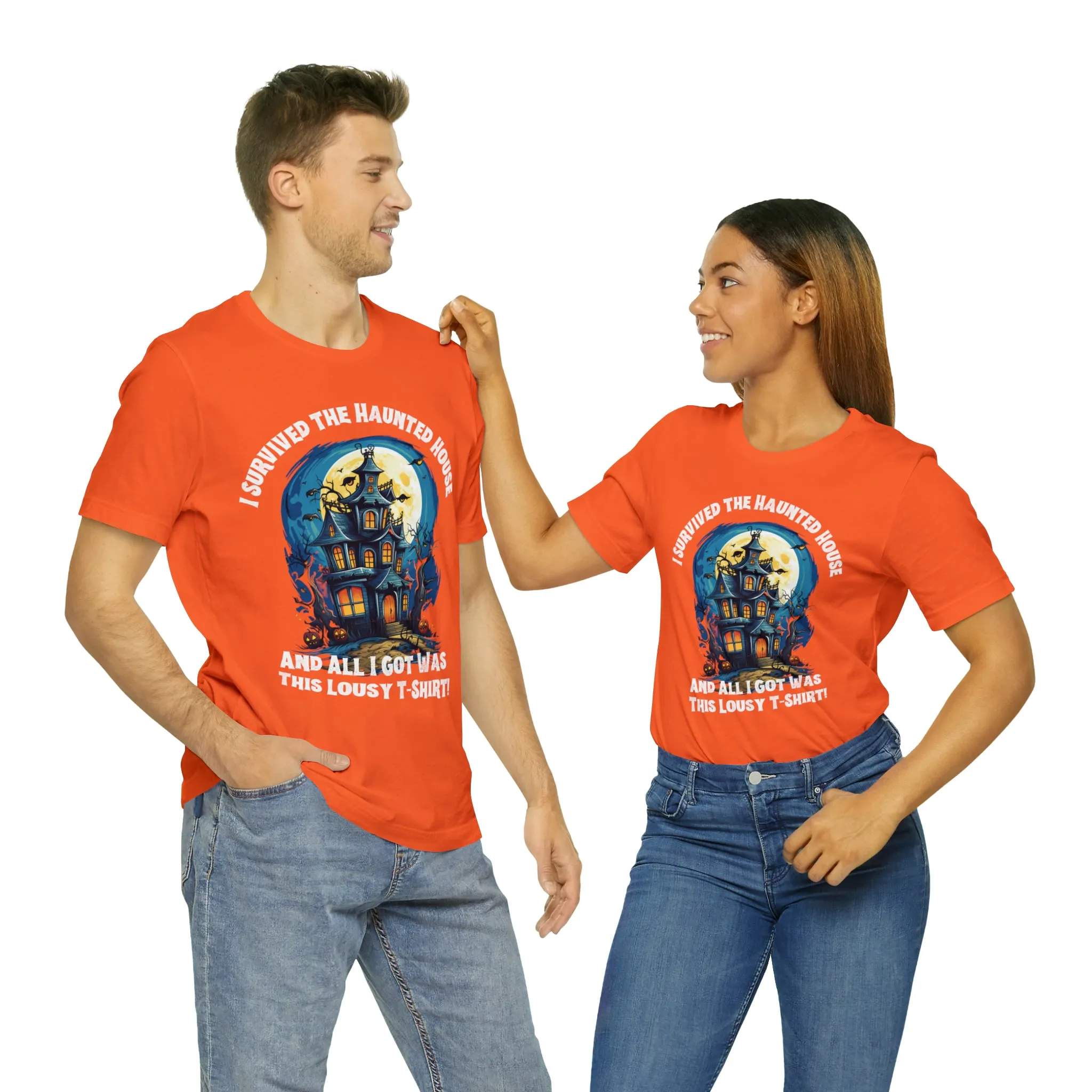 I Survived the Haunted House Halloween T-Shirt | All I Got Was This Lousy Tee |  Bella Canvas 3001Unisex | Spooky House Short Sleeve Tshirt