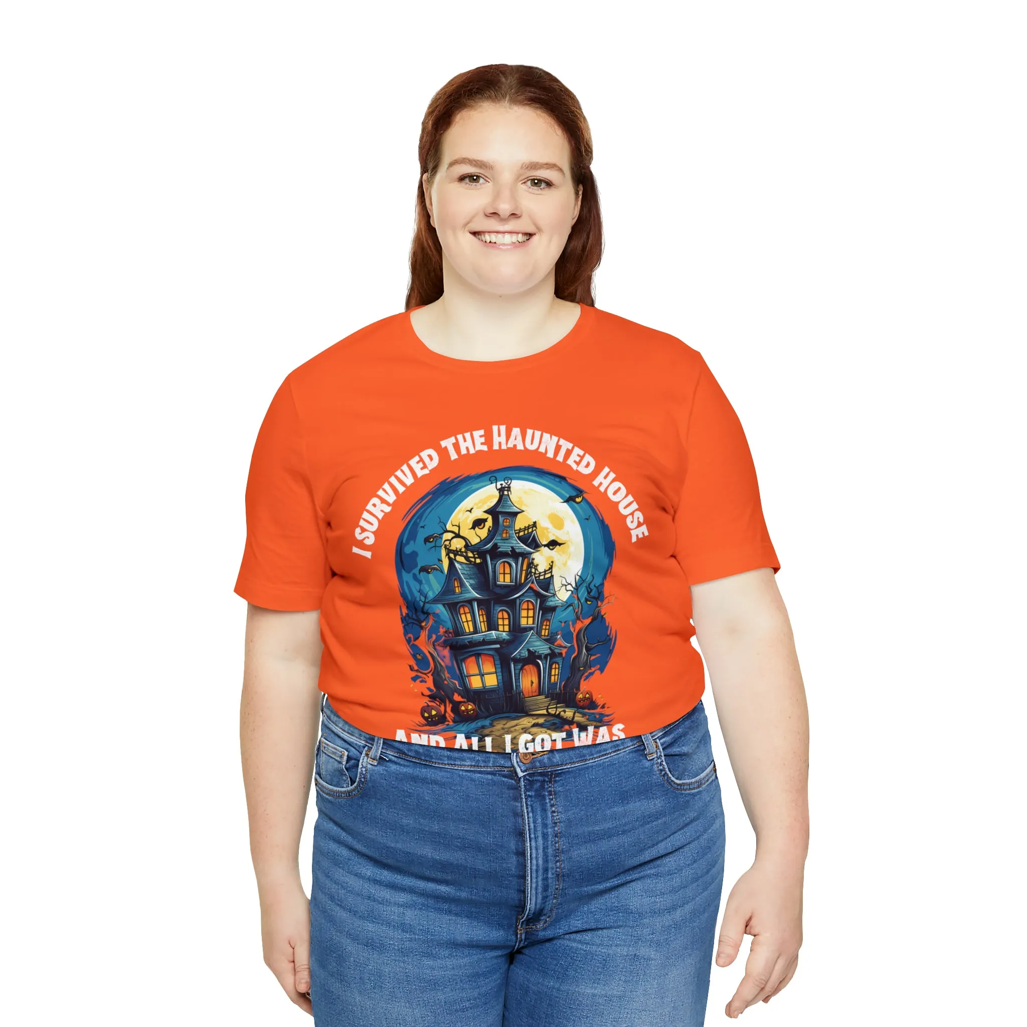I Survived the Haunted House Halloween T-Shirt | All I Got Was This Lousy Tee |  Bella Canvas 3001Unisex | Spooky House Short Sleeve Tshirt