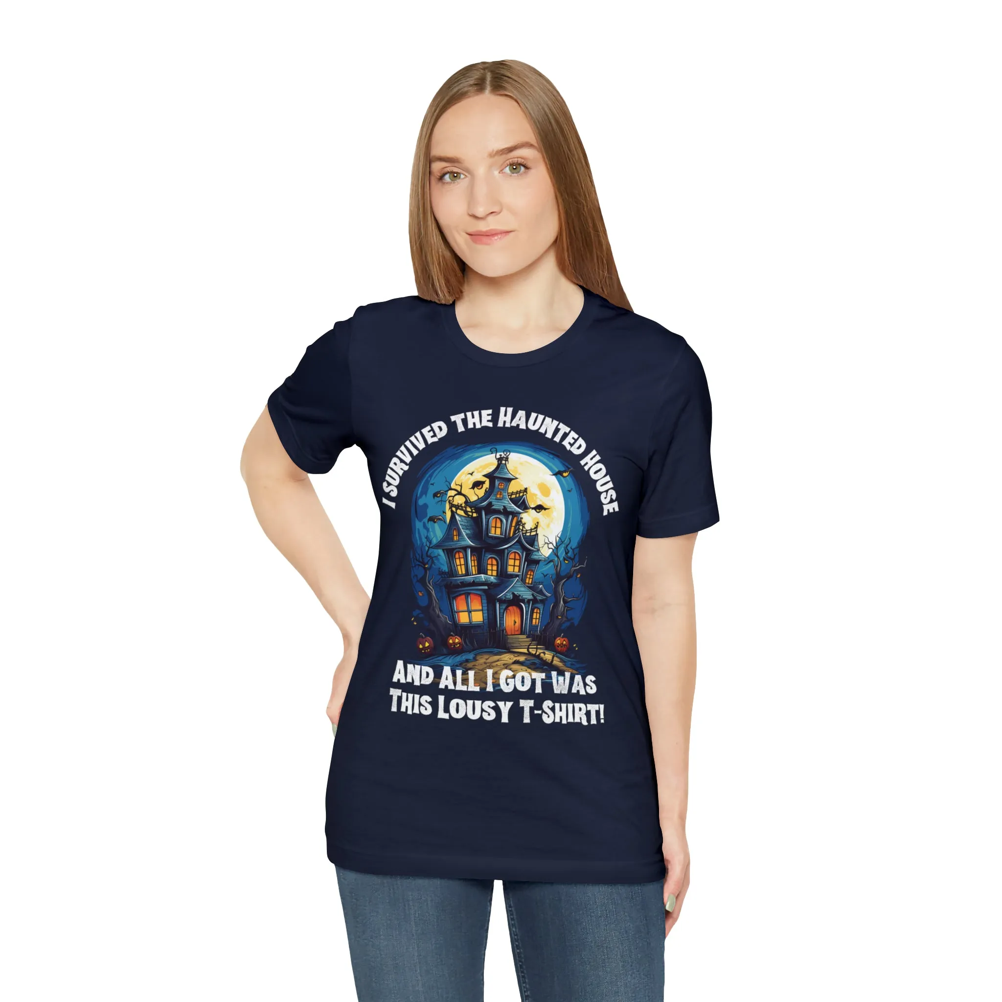 I Survived the Haunted House Halloween T-Shirt | All I Got Was This Lousy Tee |  Bella Canvas 3001Unisex | Spooky House Short Sleeve Tshirt