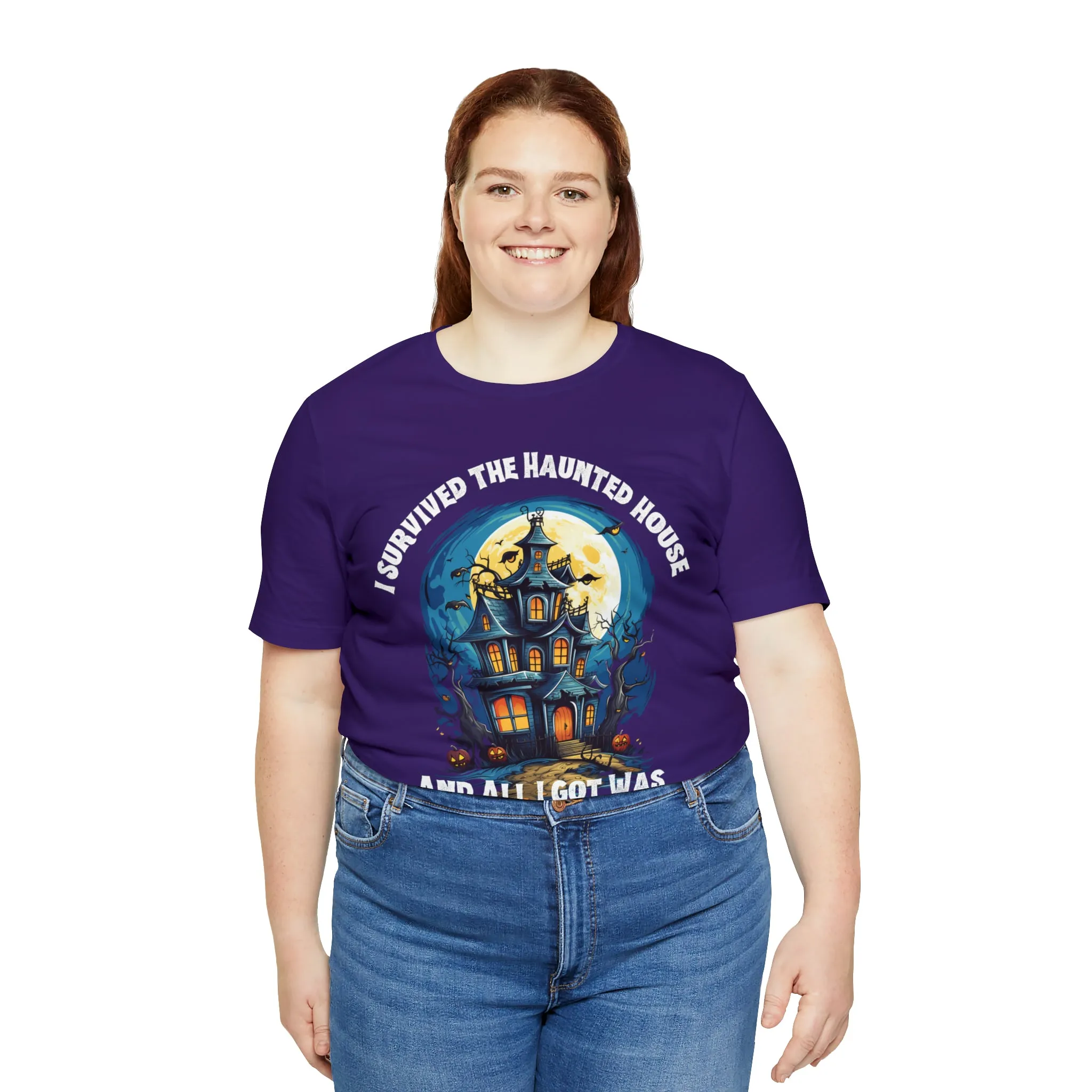 I Survived the Haunted House Halloween T-Shirt | All I Got Was This Lousy Tee |  Bella Canvas 3001Unisex | Spooky House Short Sleeve Tshirt
