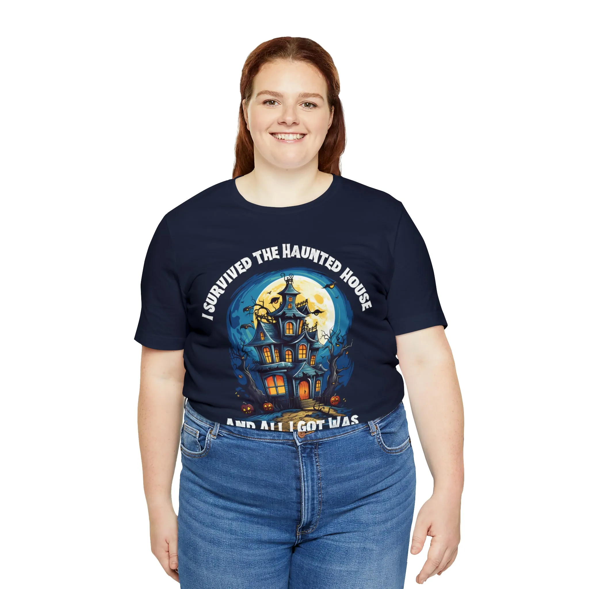 I Survived the Haunted House Halloween T-Shirt | All I Got Was This Lousy Tee |  Bella Canvas 3001Unisex | Spooky House Short Sleeve Tshirt