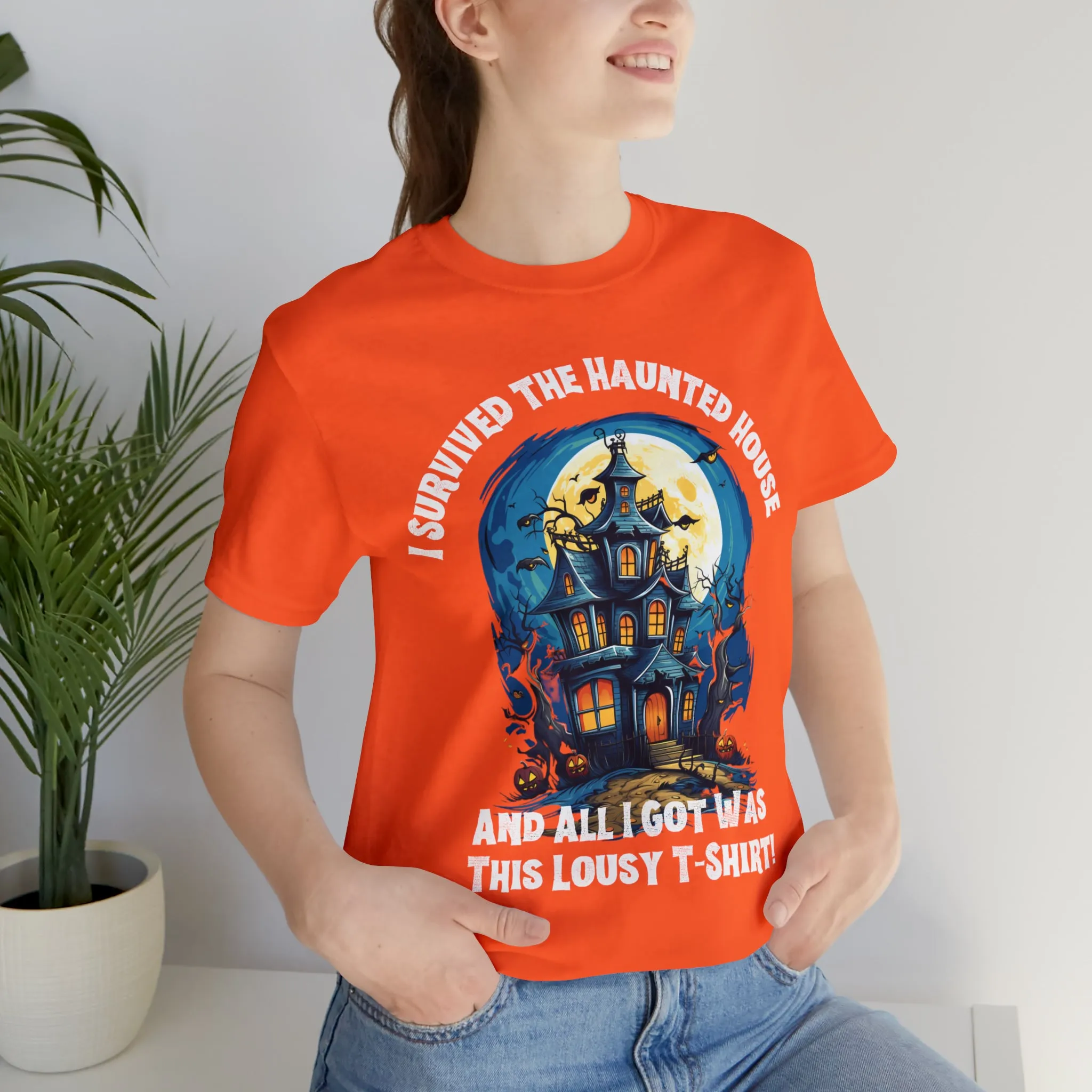 I Survived the Haunted House Halloween T-Shirt | All I Got Was This Lousy Tee |  Bella Canvas 3001Unisex | Spooky House Short Sleeve Tshirt