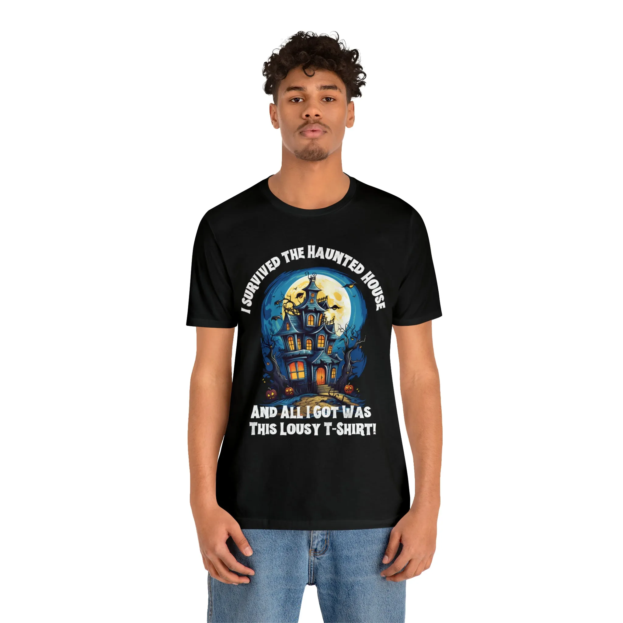 I Survived the Haunted House Halloween T-Shirt | All I Got Was This Lousy Tee |  Bella Canvas 3001Unisex | Spooky House Short Sleeve Tshirt