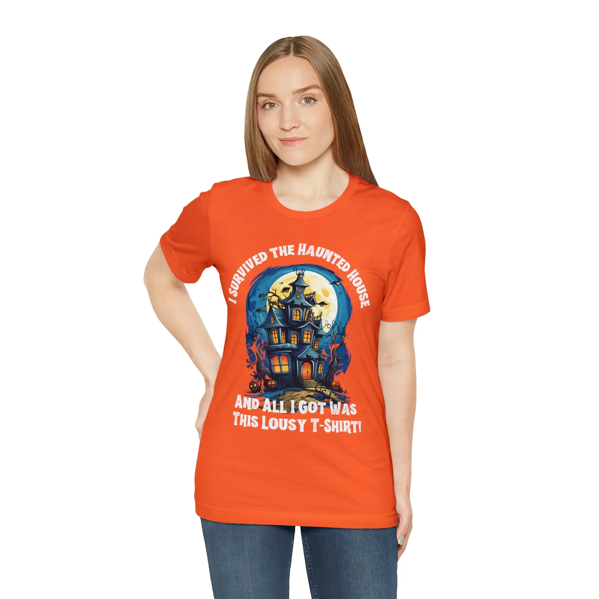I Survived the Haunted House Halloween T-Shirt | All I Got Was This Lousy Tee |  Bella Canvas 3001Unisex | Spooky House Short Sleeve Tshirt