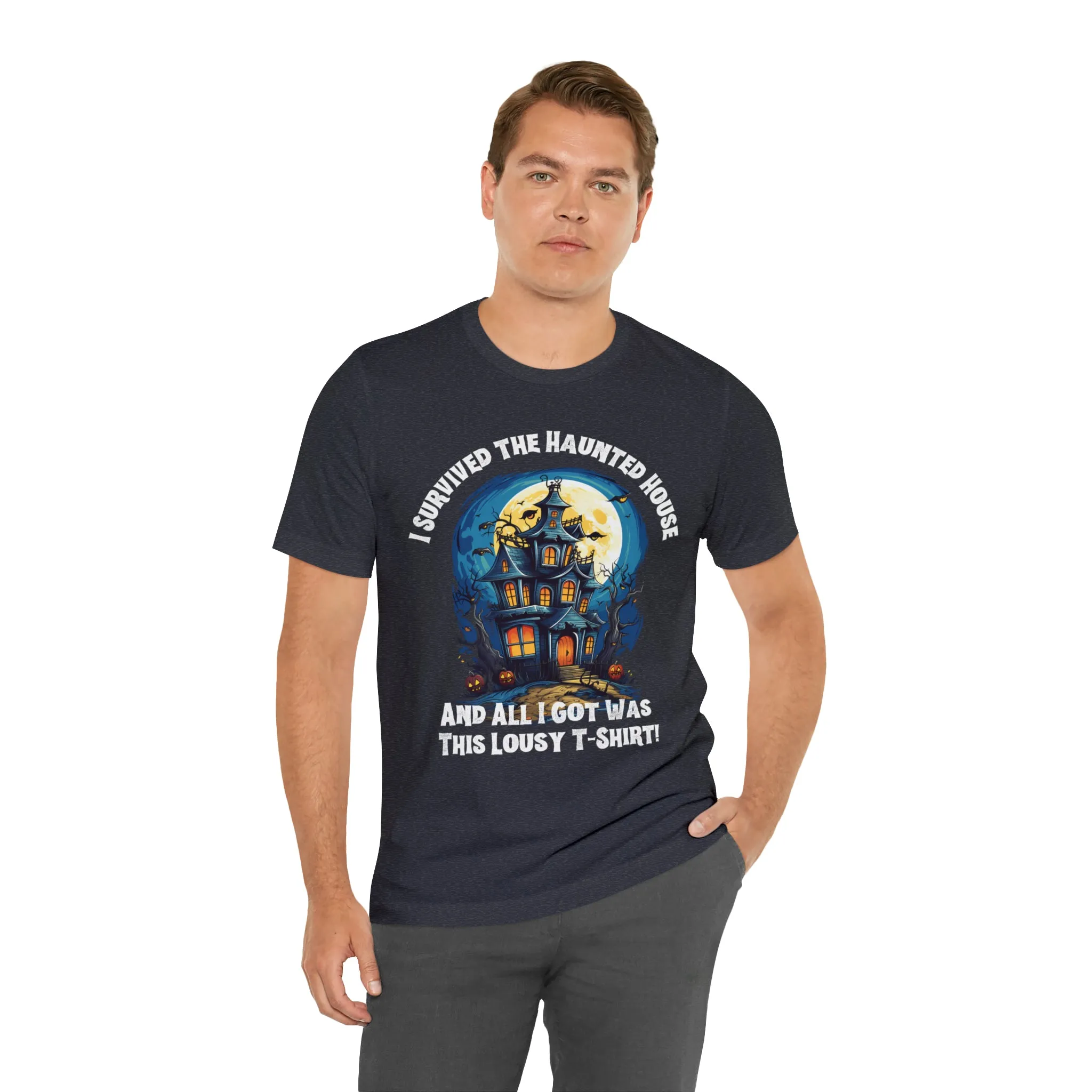 I Survived the Haunted House Halloween T-Shirt | All I Got Was This Lousy Tee |  Bella Canvas 3001Unisex | Spooky House Short Sleeve Tshirt