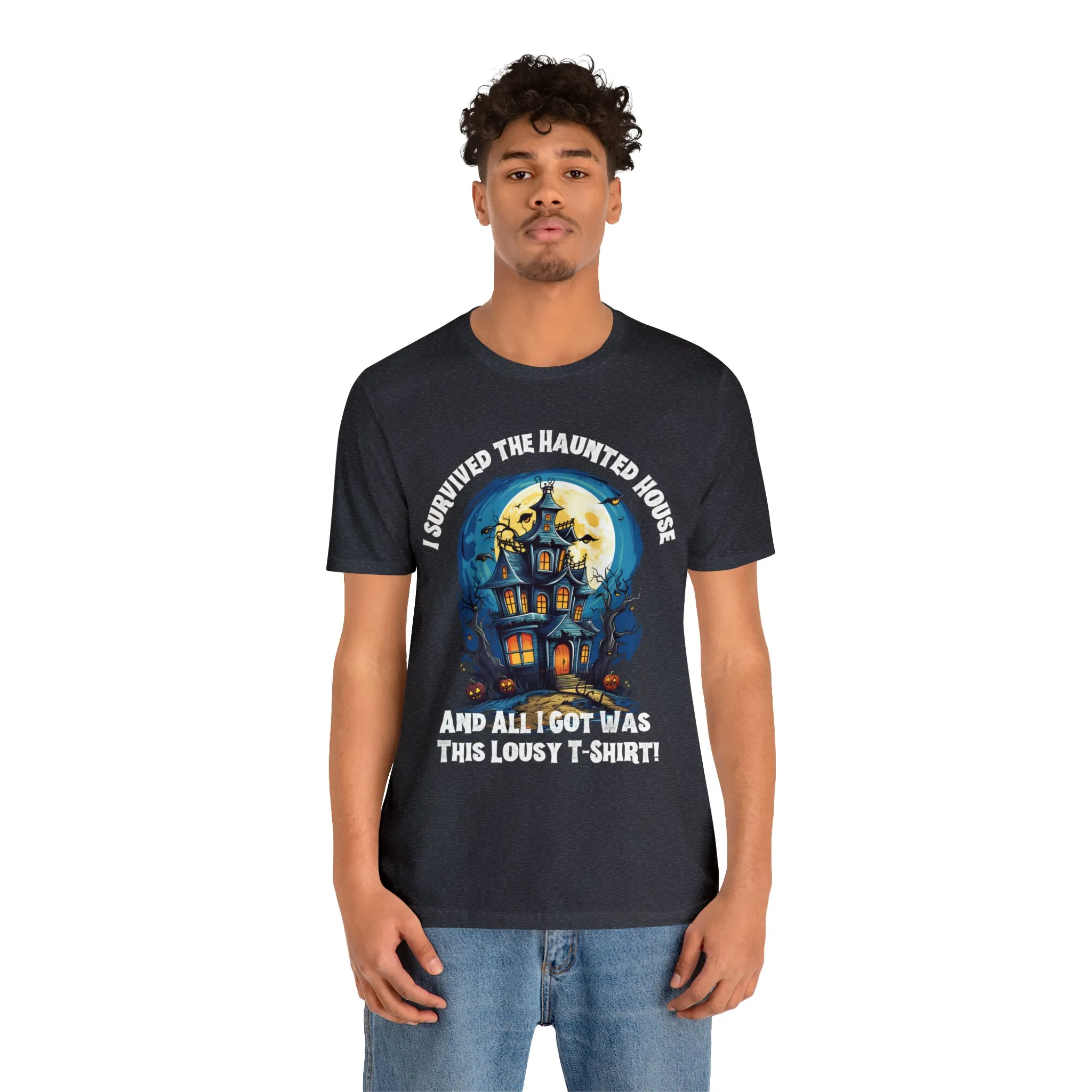 I Survived the Haunted House Halloween T-Shirt | All I Got Was This Lousy Tee |  Bella Canvas 3001Unisex | Spooky House Short Sleeve Tshirt