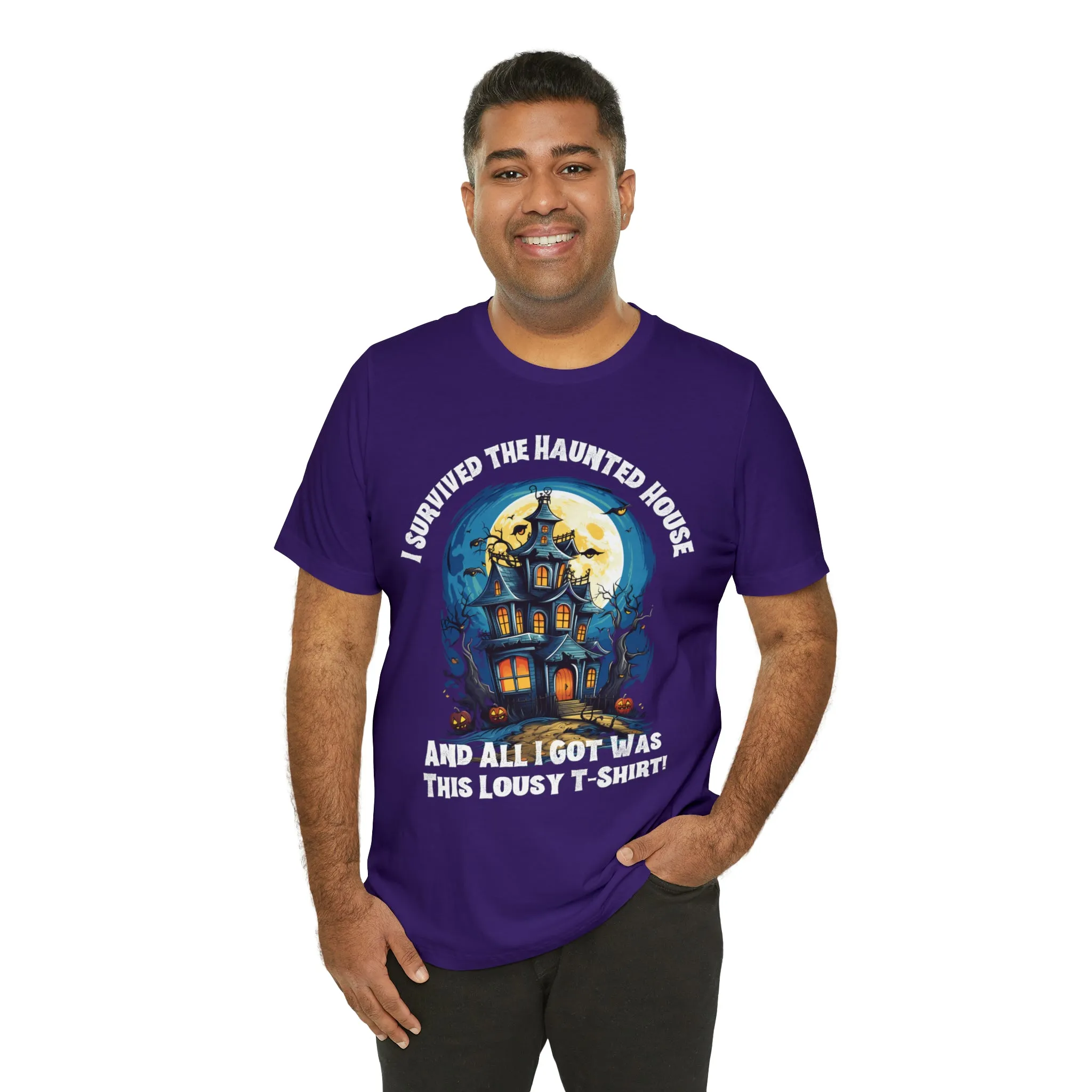 I Survived the Haunted House Halloween T-Shirt | All I Got Was This Lousy Tee |  Bella Canvas 3001Unisex | Spooky House Short Sleeve Tshirt