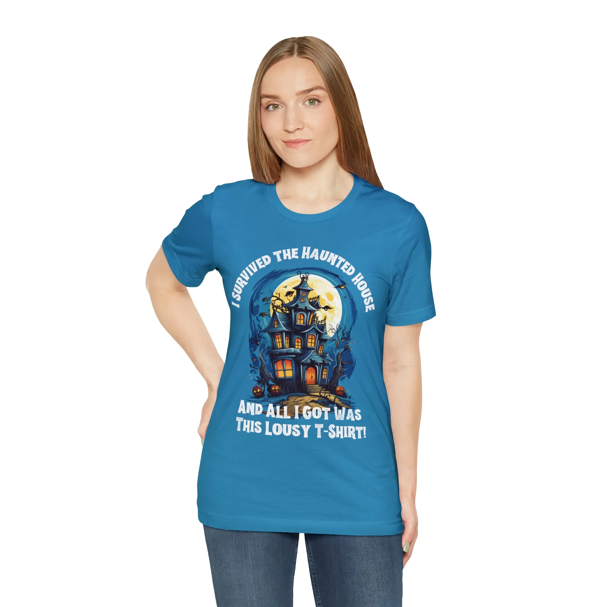 I Survived the Haunted House Halloween T-Shirt | All I Got Was This Lousy Tee |  Bella Canvas 3001Unisex | Spooky House Short Sleeve Tshirt