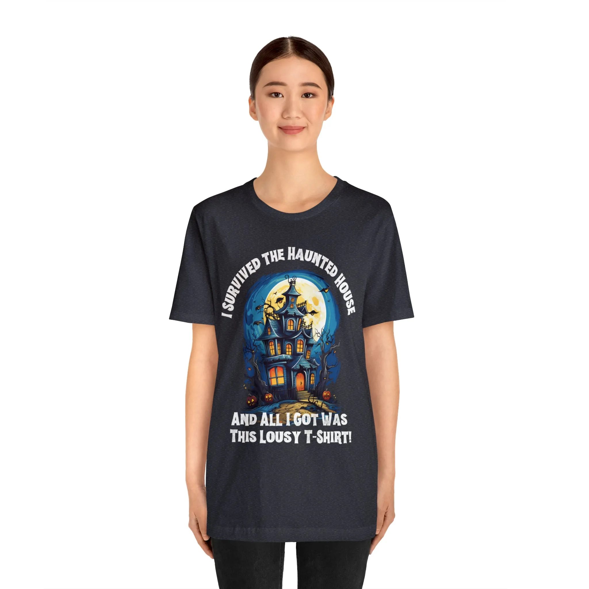 I Survived the Haunted House Halloween T-Shirt | All I Got Was This Lousy Tee |  Bella Canvas 3001Unisex | Spooky House Short Sleeve Tshirt