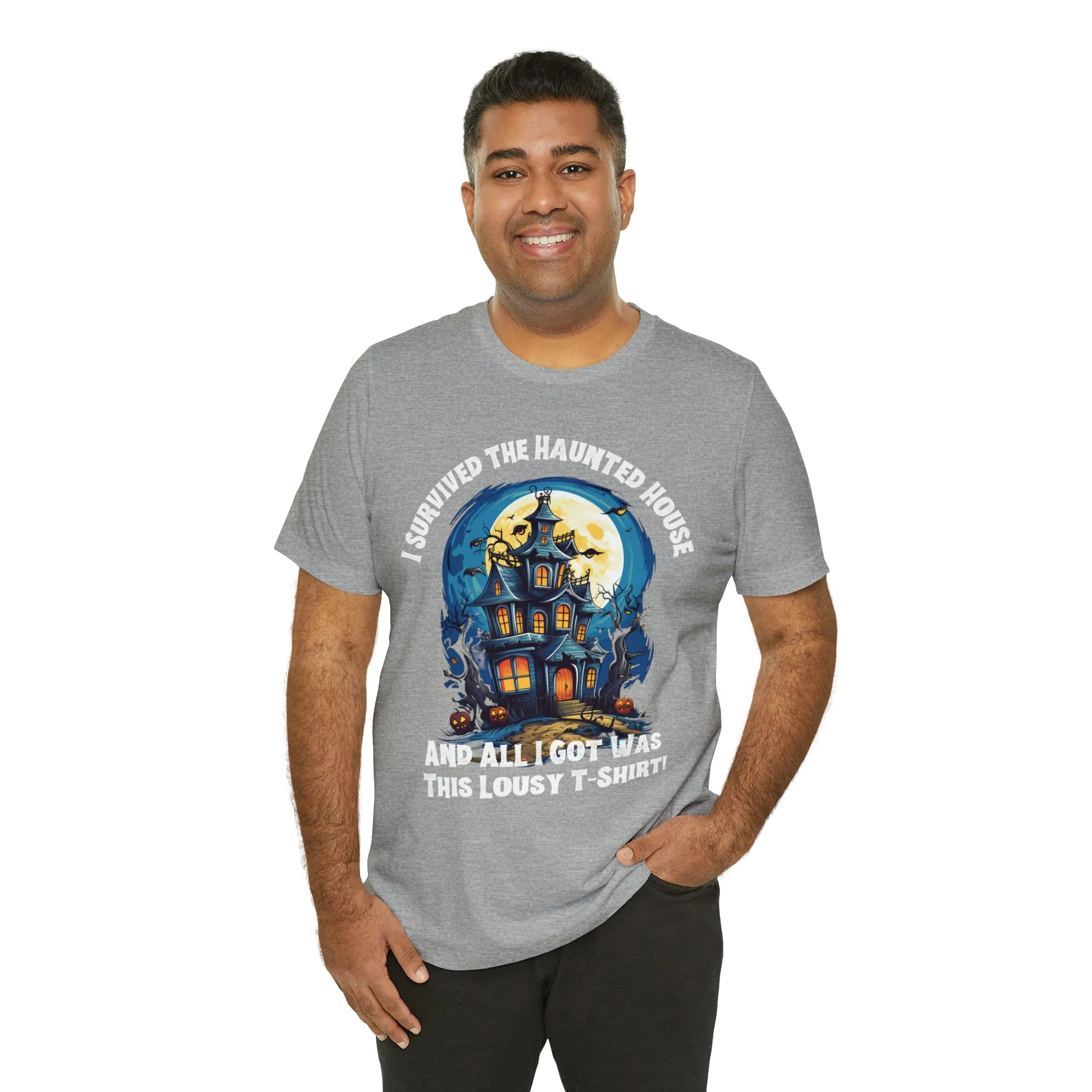 I Survived the Haunted House Halloween T-Shirt | All I Got Was This Lousy Tee |  Bella Canvas 3001Unisex | Spooky House Short Sleeve Tshirt