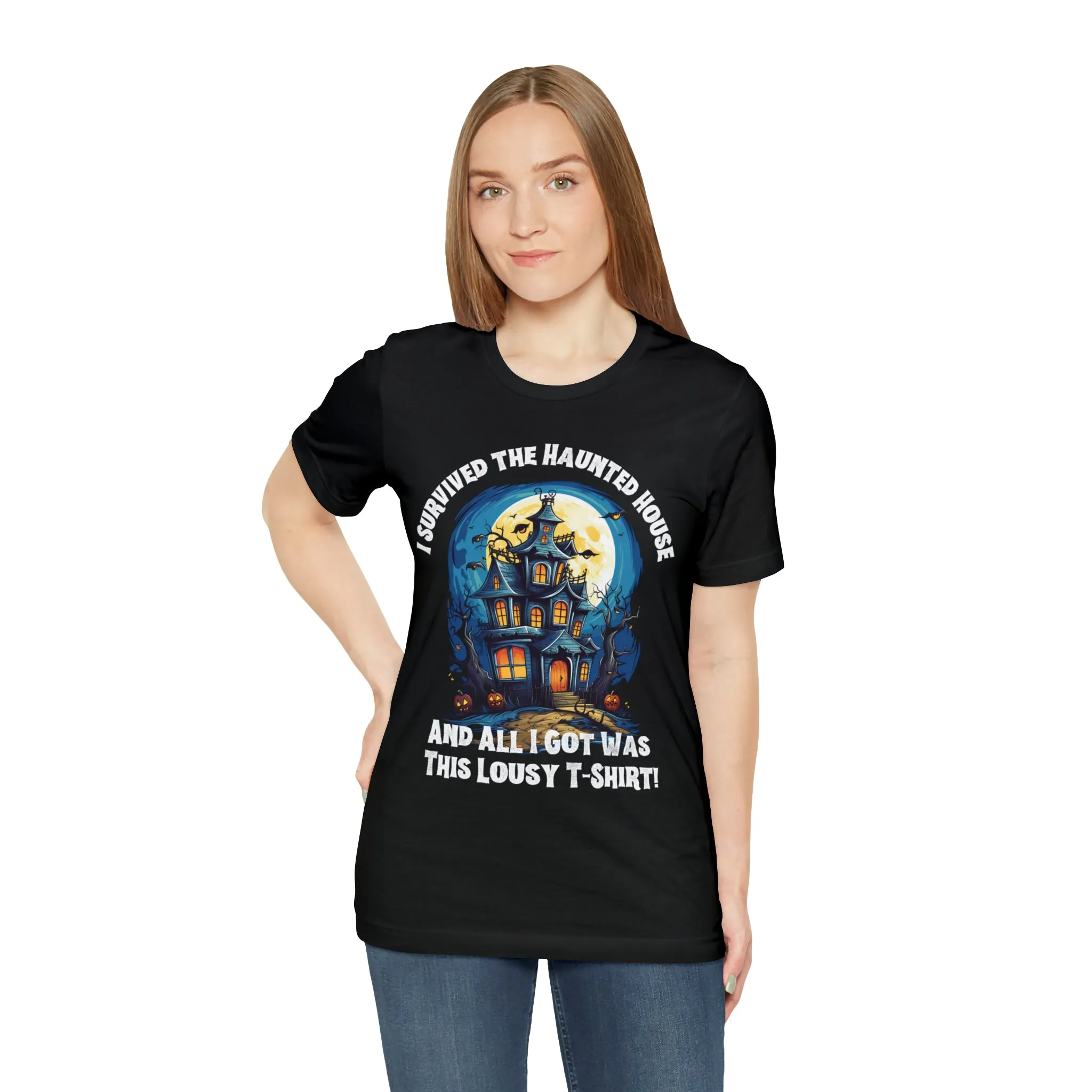 I Survived the Haunted House Halloween T-Shirt | All I Got Was This Lousy Tee |  Bella Canvas 3001Unisex | Spooky House Short Sleeve Tshirt