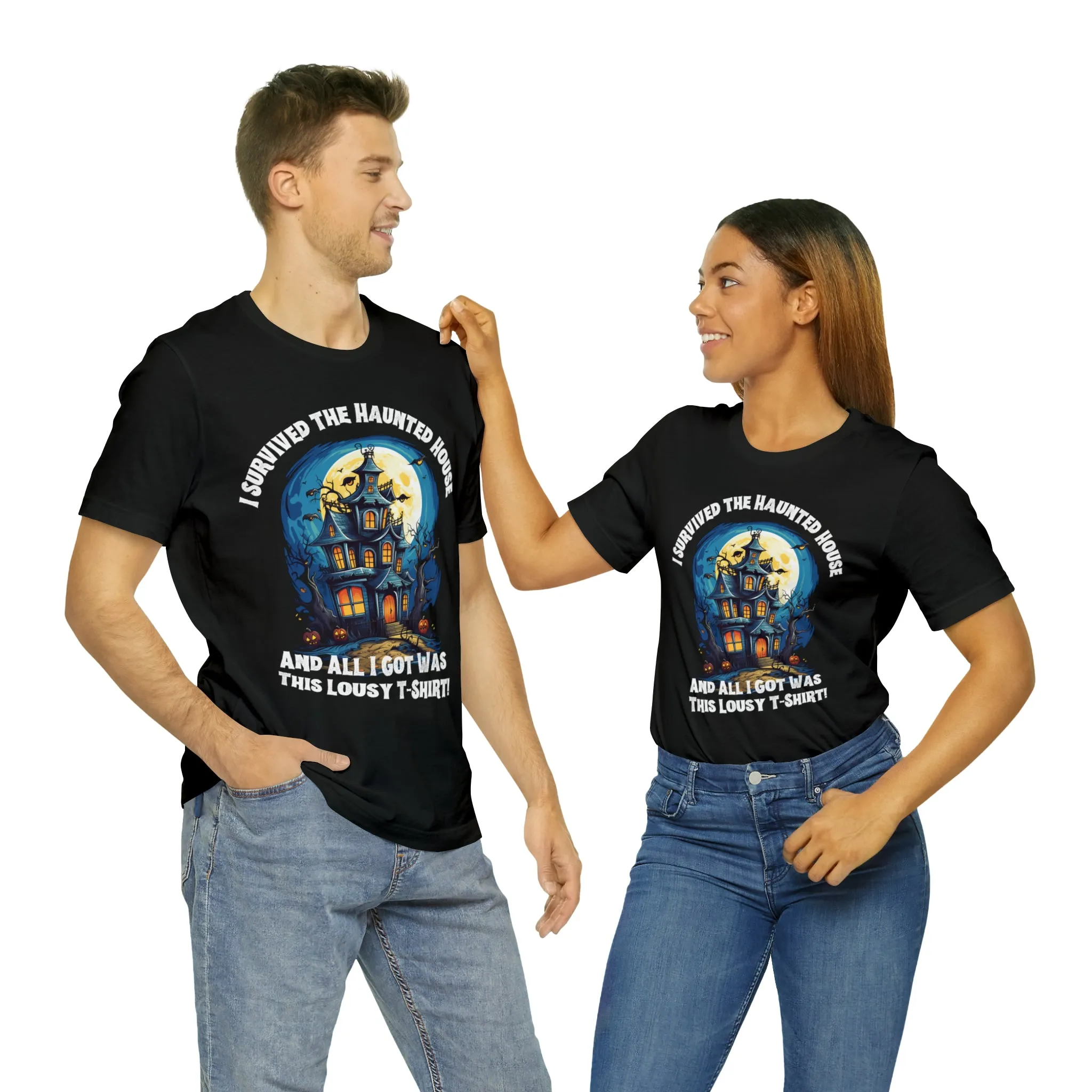 I Survived the Haunted House Halloween T-Shirt | All I Got Was This Lousy Tee |  Bella Canvas 3001Unisex | Spooky House Short Sleeve Tshirt