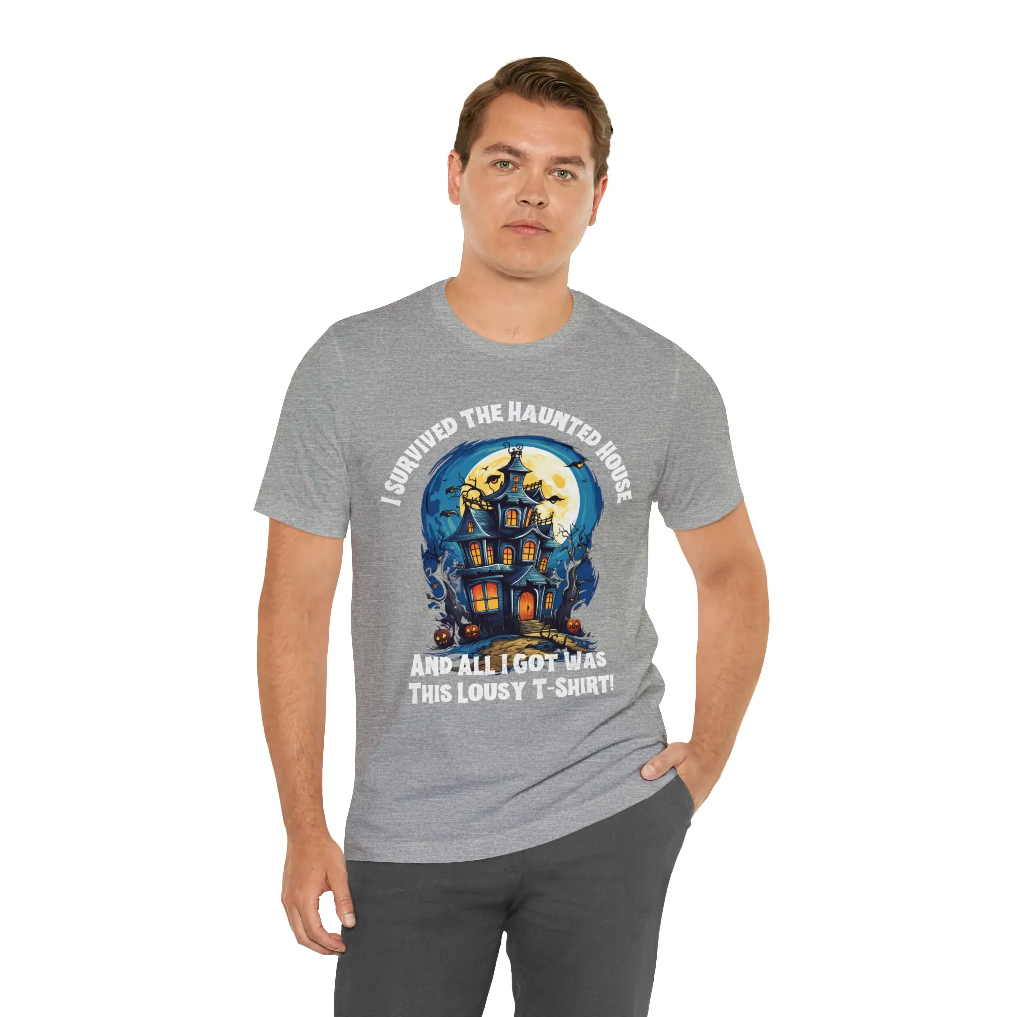 I Survived the Haunted House Halloween T-Shirt | All I Got Was This Lousy Tee |  Bella Canvas 3001Unisex | Spooky House Short Sleeve Tshirt
