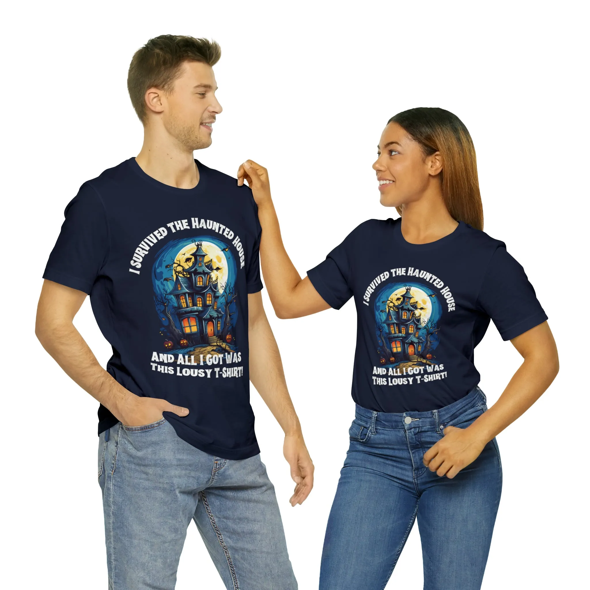 I Survived the Haunted House Halloween T-Shirt | All I Got Was This Lousy Tee |  Bella Canvas 3001Unisex | Spooky House Short Sleeve Tshirt