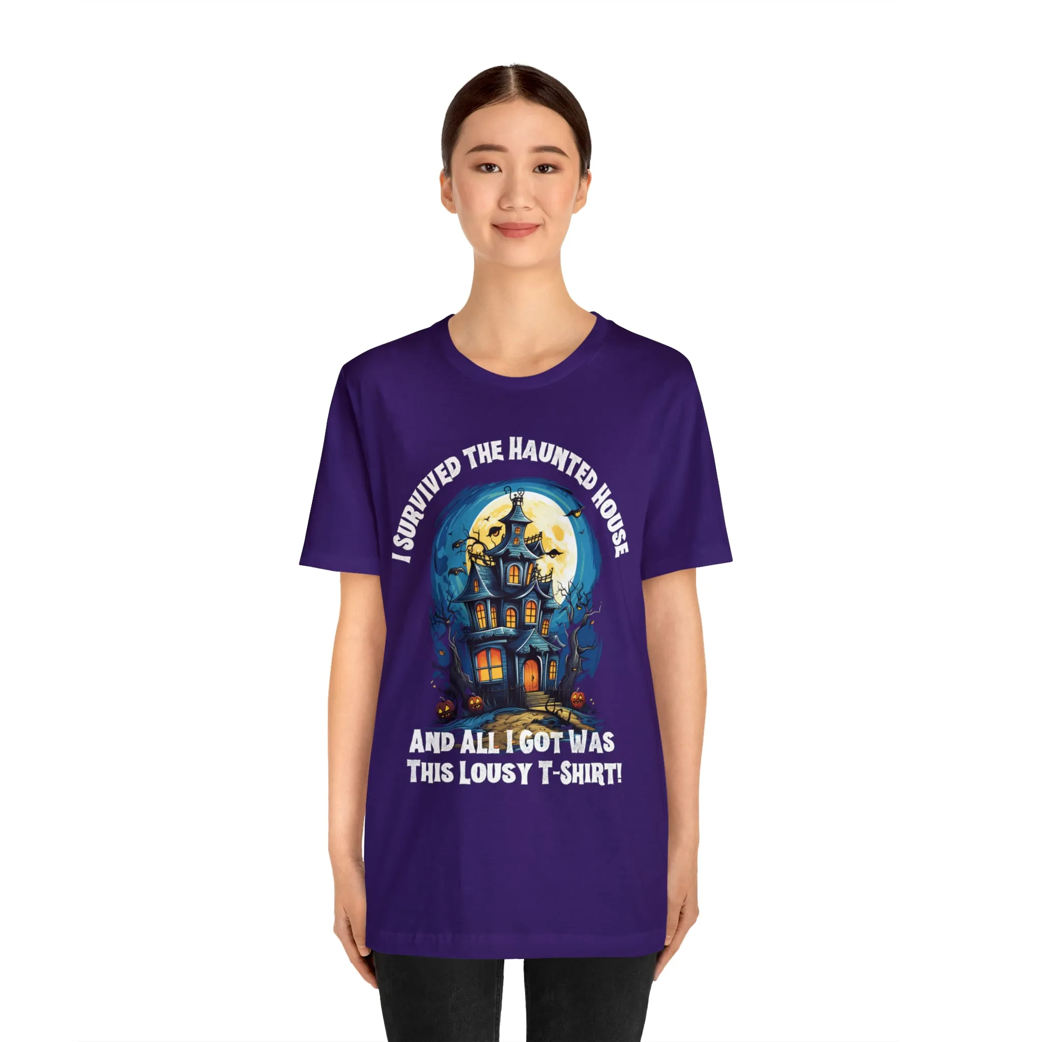 I Survived the Haunted House Halloween T-Shirt | All I Got Was This Lousy Tee |  Bella Canvas 3001Unisex | Spooky House Short Sleeve Tshirt