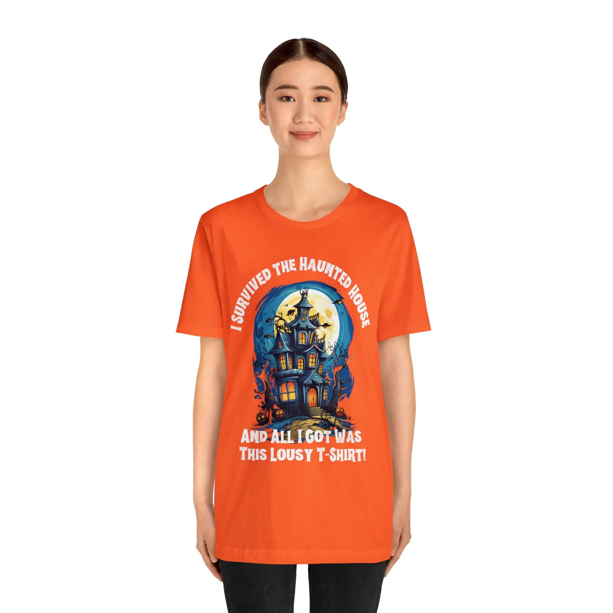 I Survived the Haunted House Halloween T-Shirt | All I Got Was This Lousy Tee |  Bella Canvas 3001Unisex | Spooky House Short Sleeve Tshirt