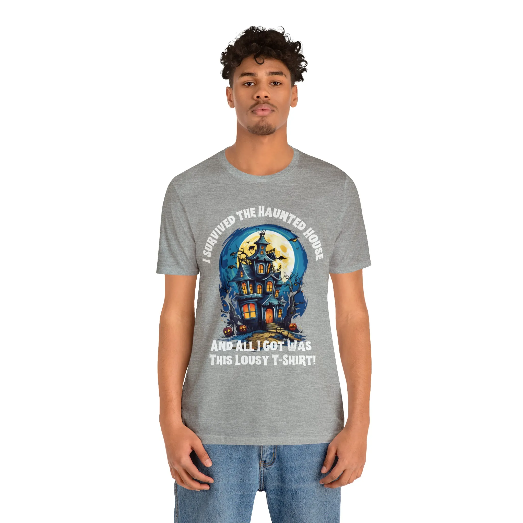 I Survived the Haunted House Halloween T-Shirt | All I Got Was This Lousy Tee |  Bella Canvas 3001Unisex | Spooky House Short Sleeve Tshirt