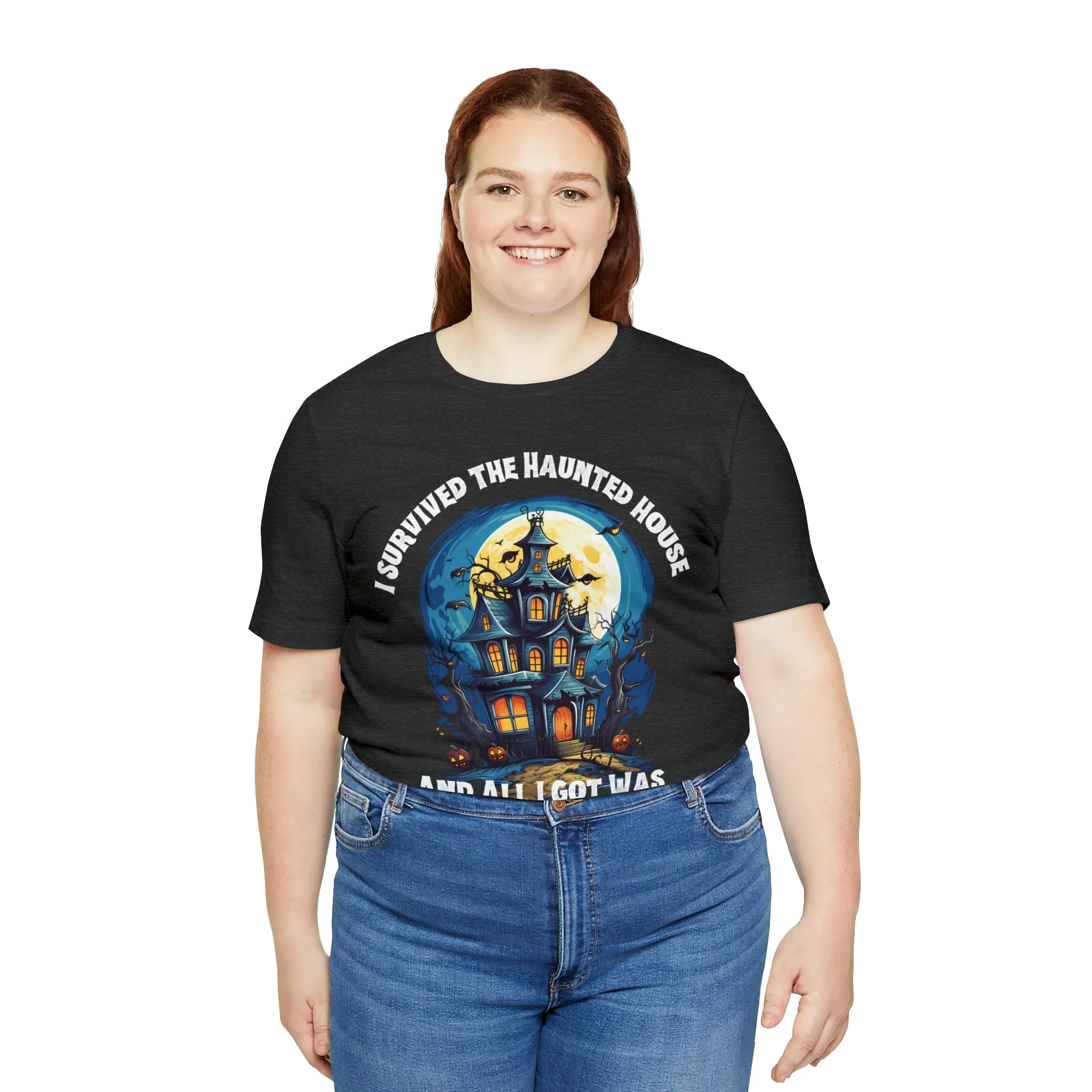 I Survived the Haunted House Halloween T-Shirt | All I Got Was This Lousy Tee |  Bella Canvas 3001Unisex | Spooky House Short Sleeve Tshirt