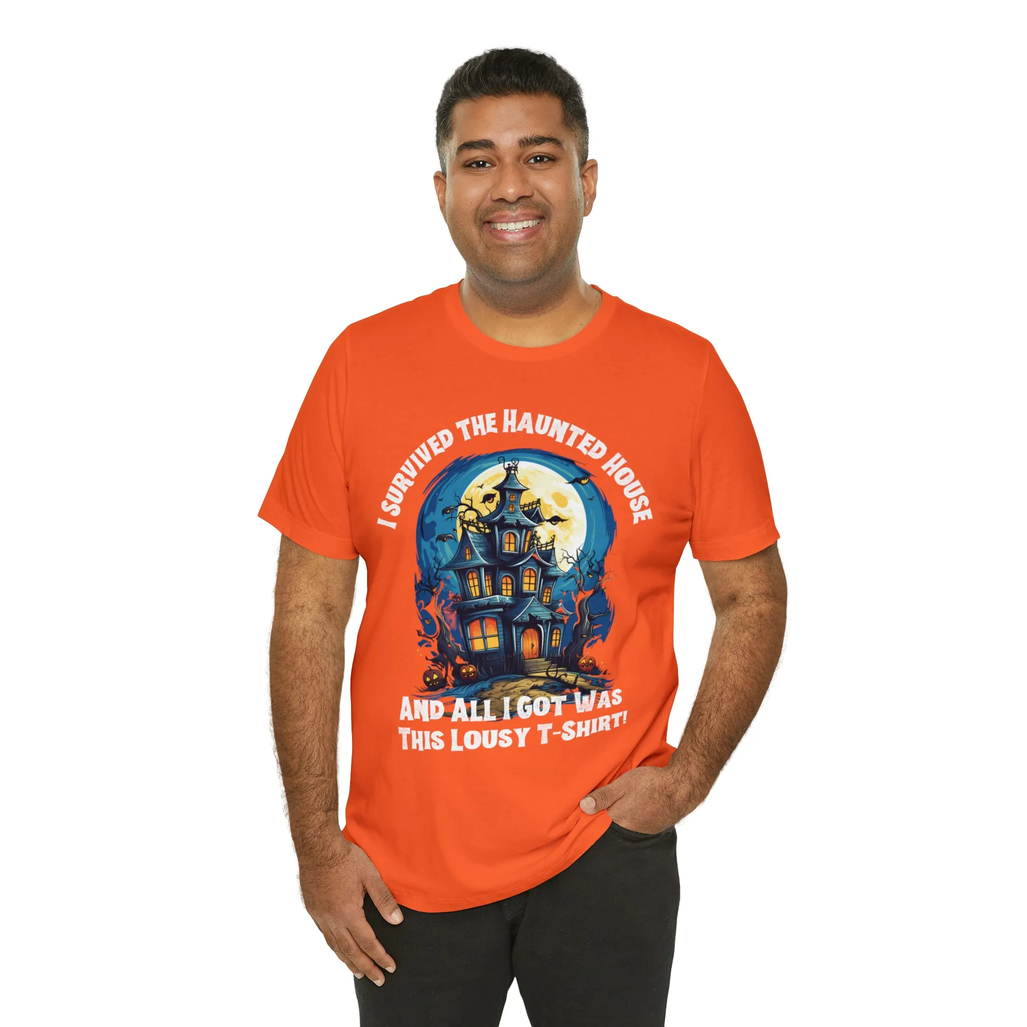 I Survived the Haunted House Halloween T-Shirt | All I Got Was This Lousy Tee |  Bella Canvas 3001Unisex | Spooky House Short Sleeve Tshirt