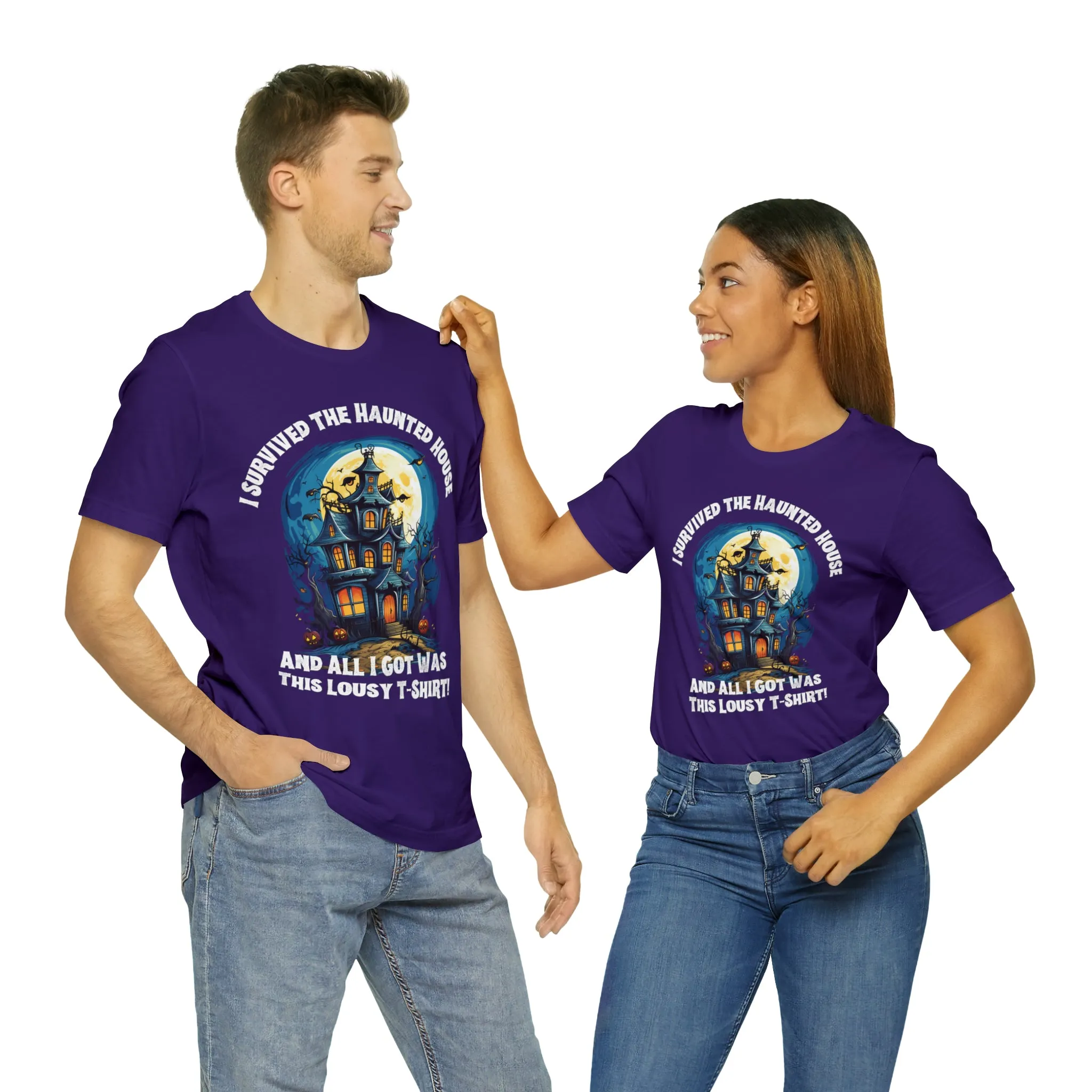 I Survived the Haunted House Halloween T-Shirt | All I Got Was This Lousy Tee |  Bella Canvas 3001Unisex | Spooky House Short Sleeve Tshirt
