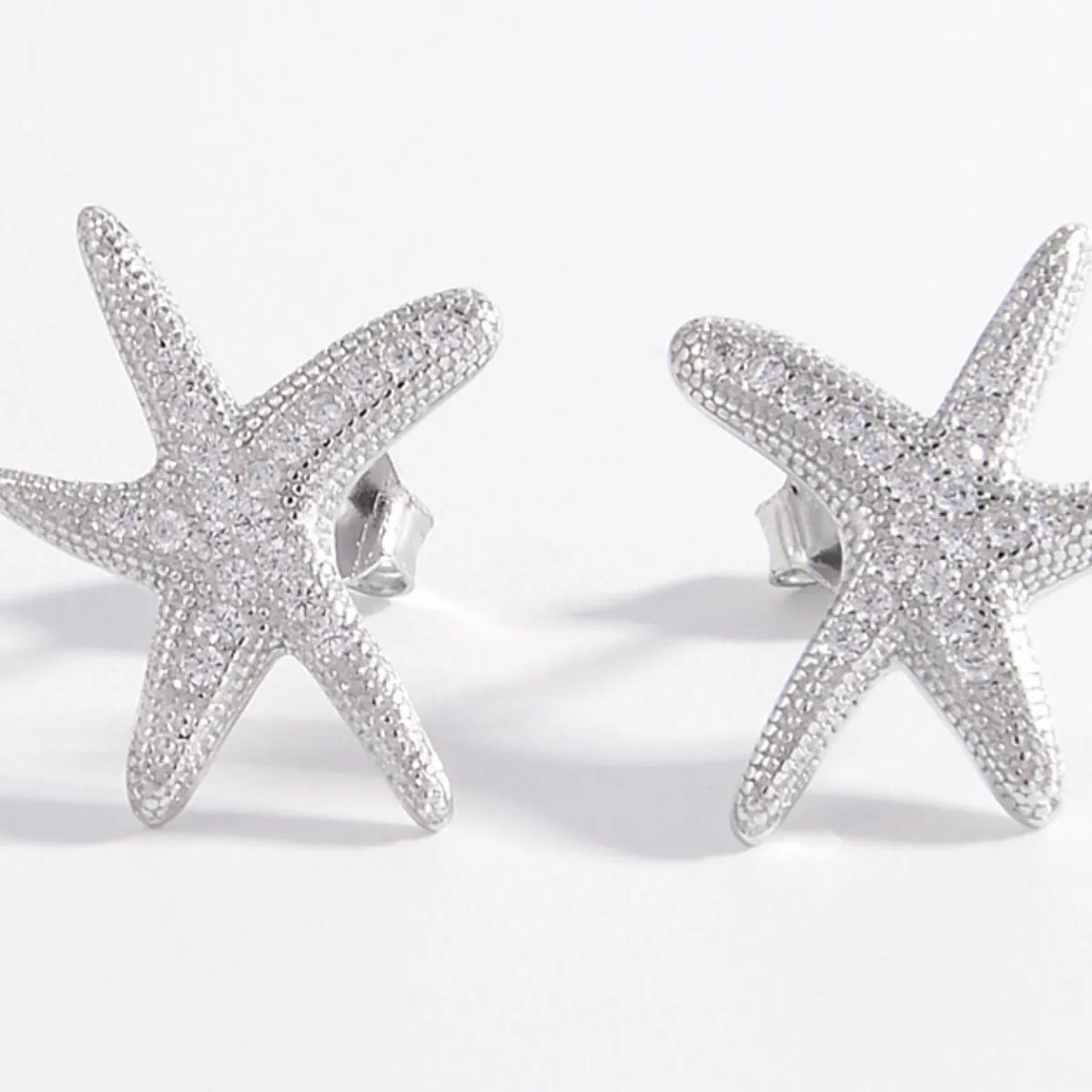 Inlaid Zircon Starfish Earrings