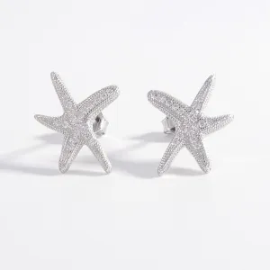 Inlaid Zircon Starfish Earrings