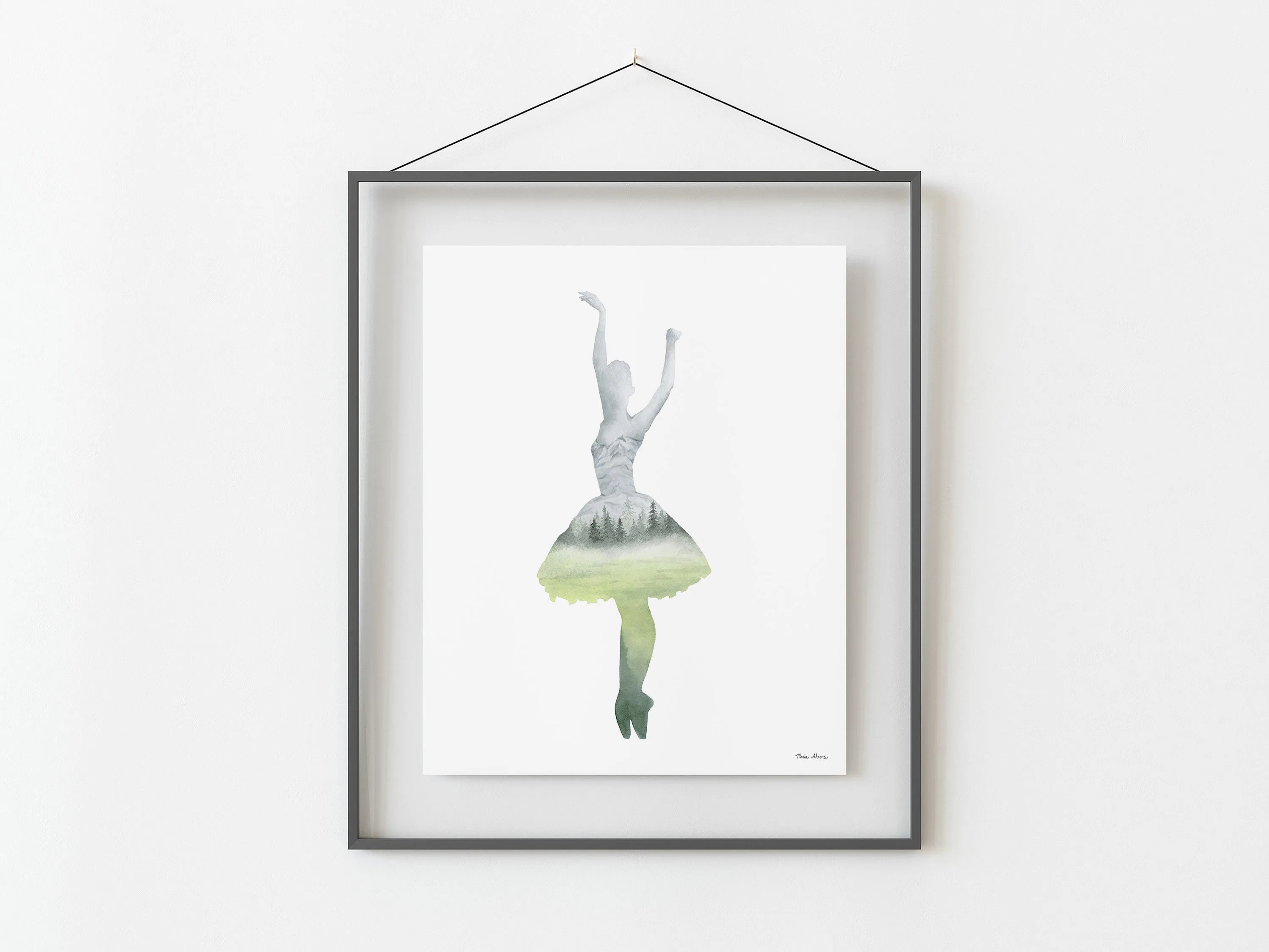 Inner Peace Forest Ballerina Watercolor Art Print