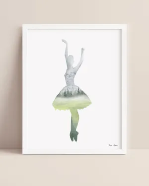 Inner Peace Forest Ballerina Watercolor Art Print