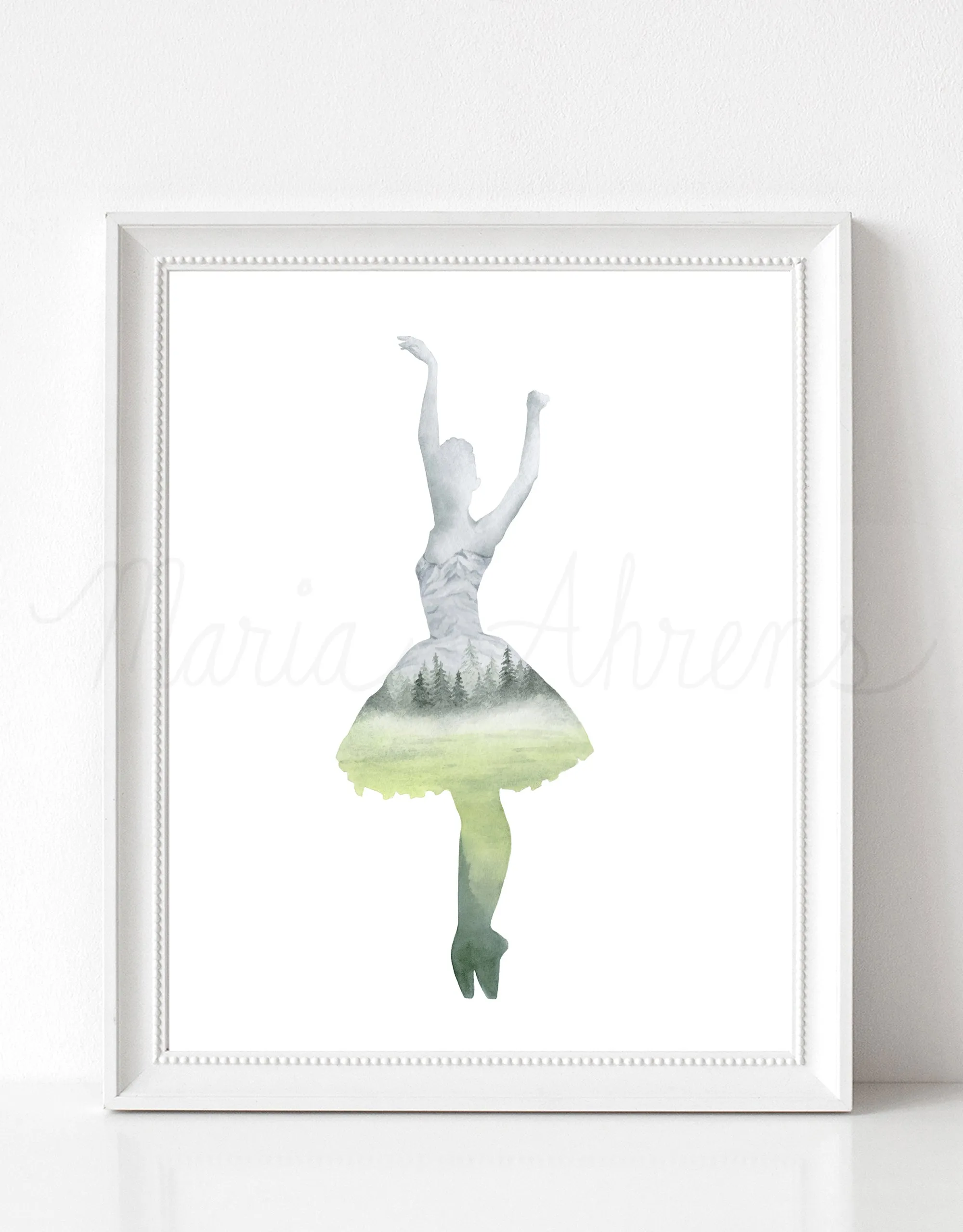 Inner Peace Forest Ballerina Watercolor Art Print