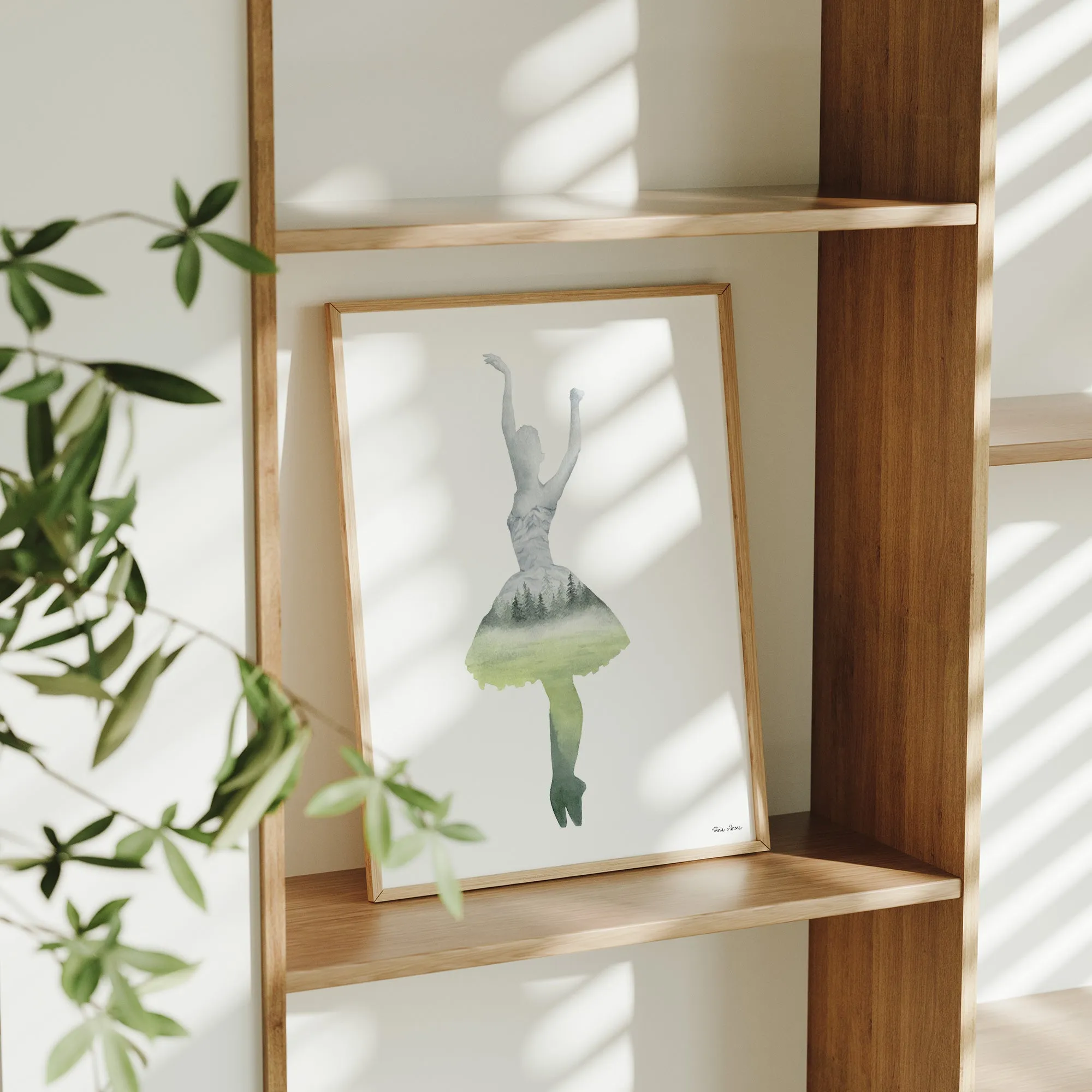 Inner Peace Forest Ballerina Watercolor Art Print