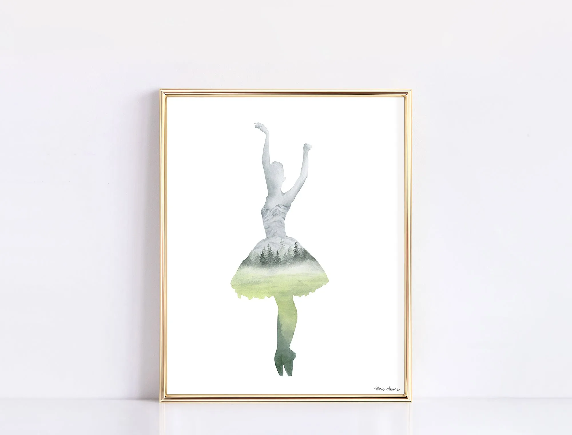 Inner Peace Forest Ballerina Watercolor Art Print