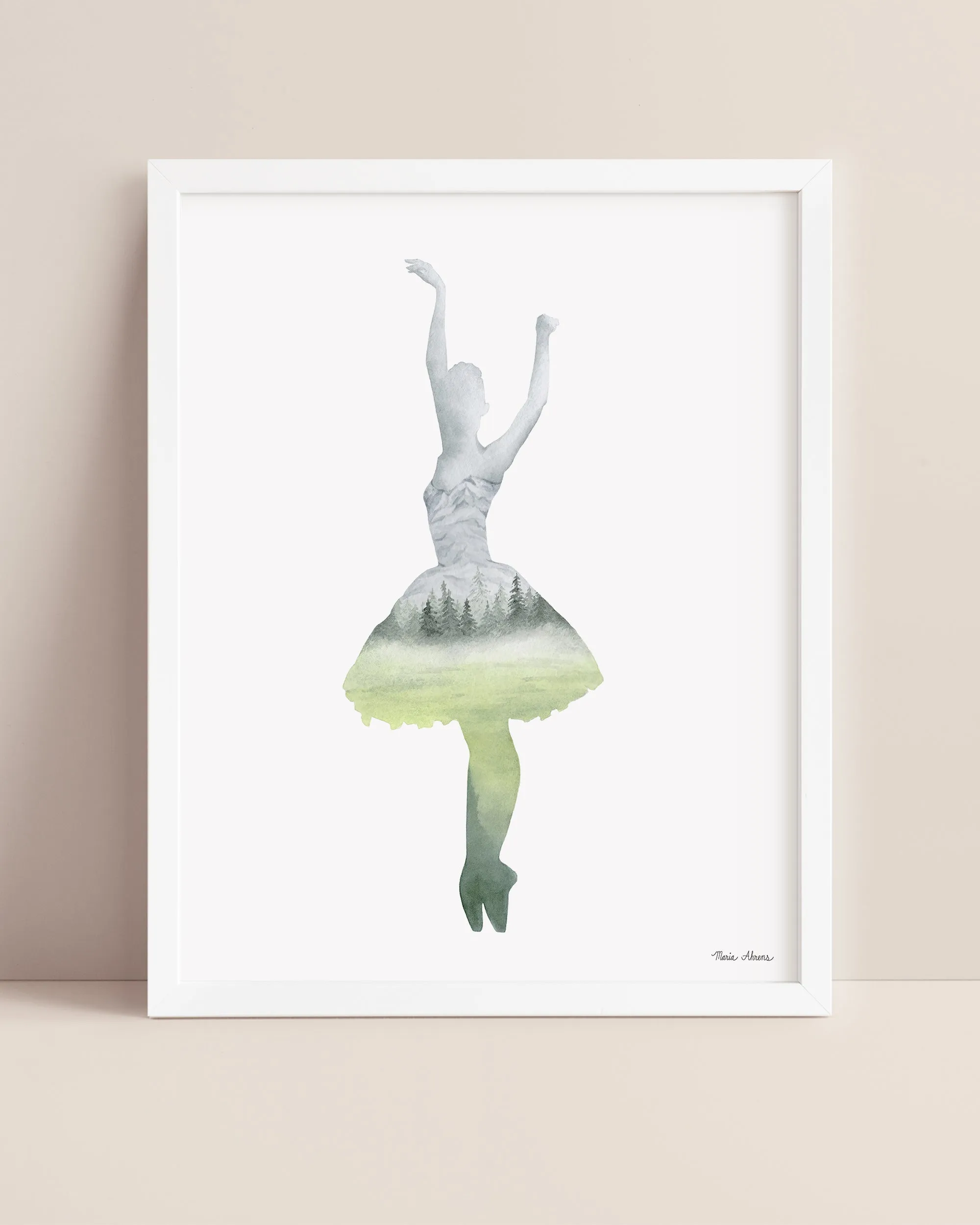 Inner Peace Forest Ballerina Watercolor Art Print