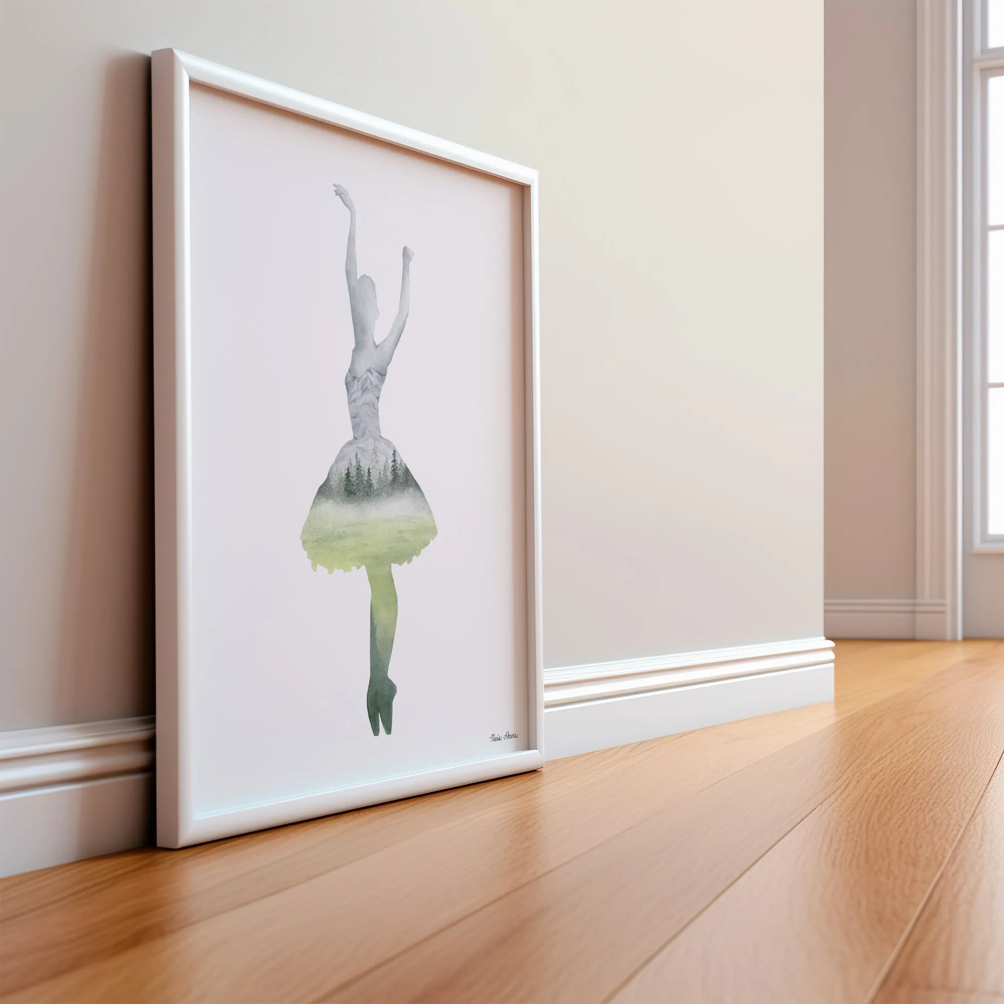 Inner Peace Forest Ballerina Watercolor Art Print