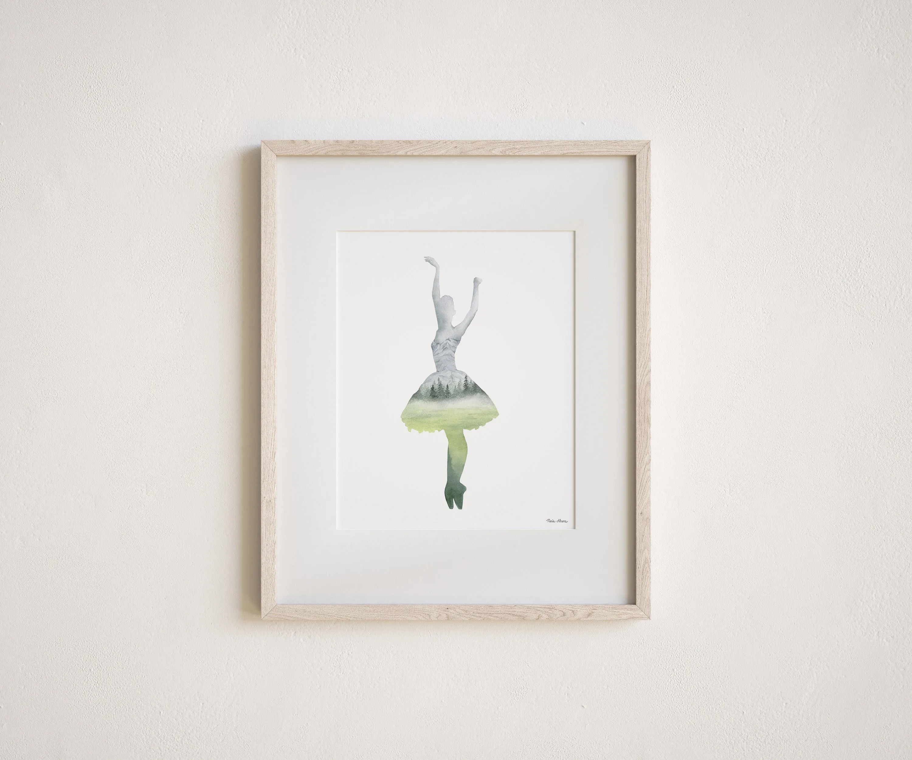 Inner Peace Forest Ballerina Watercolor Art Print