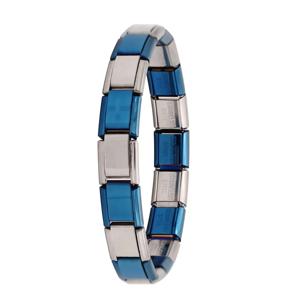 Italian Elastic Charm Bracelet 9mm Width Fashion Stainless Steel Bangle Women's Jewelry