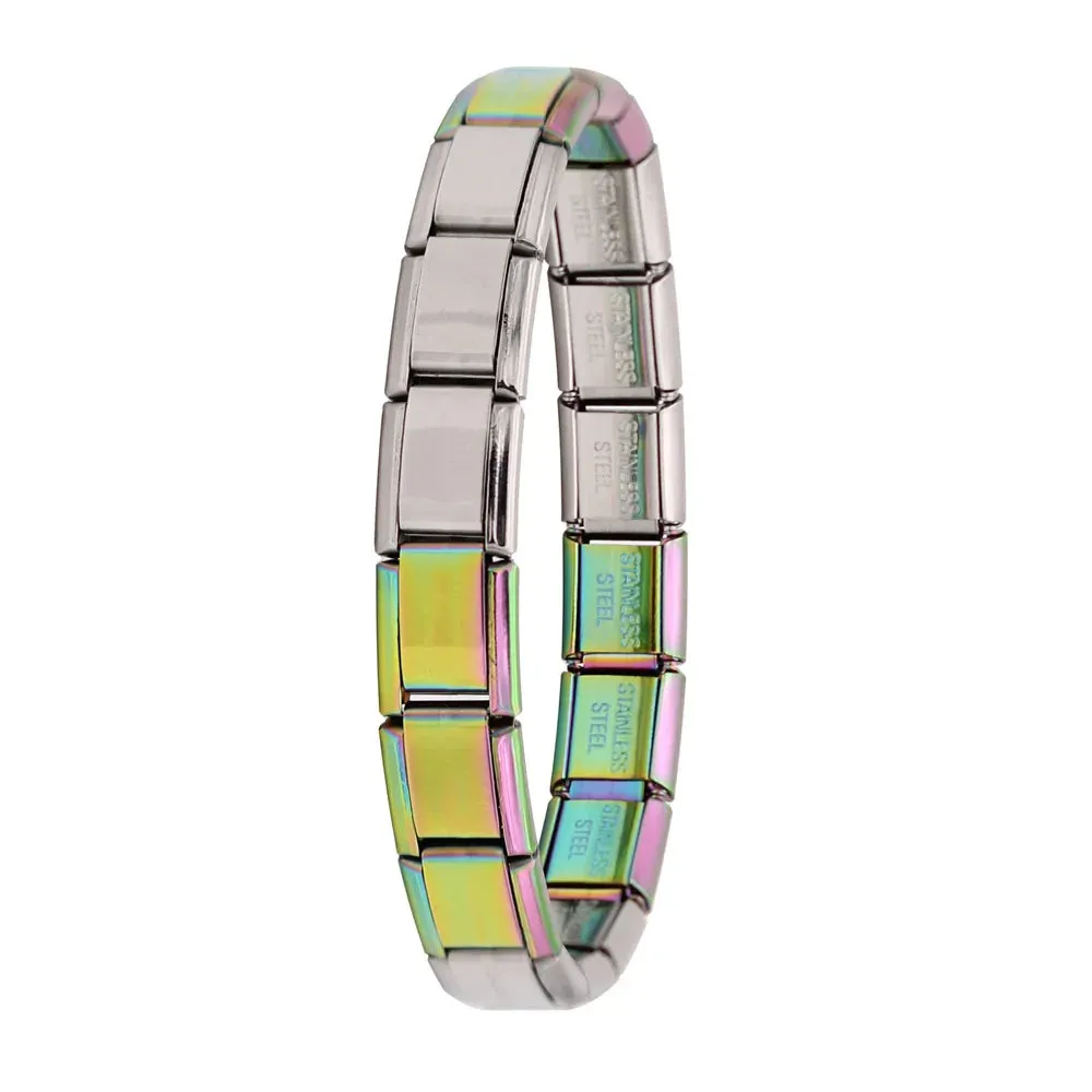Italian Elastic Charm Bracelet 9mm Width Fashion Stainless Steel Bangle Women's Jewelry