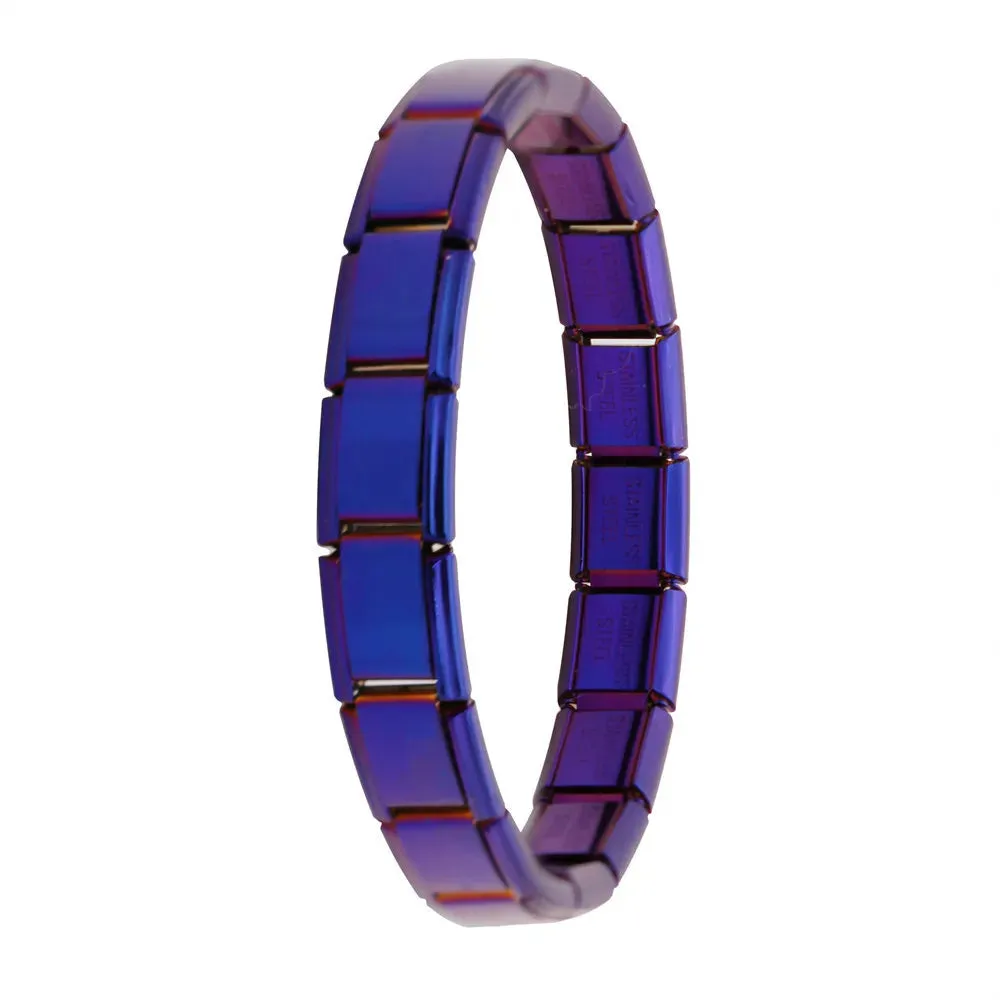 Italian Elastic Charm Bracelet 9mm Width Fashion Stainless Steel Bangle Women's Jewelry