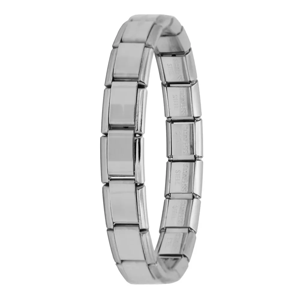 Italian Elastic Charm Bracelet 9mm Width Fashion Stainless Steel Bangle Women's Jewelry