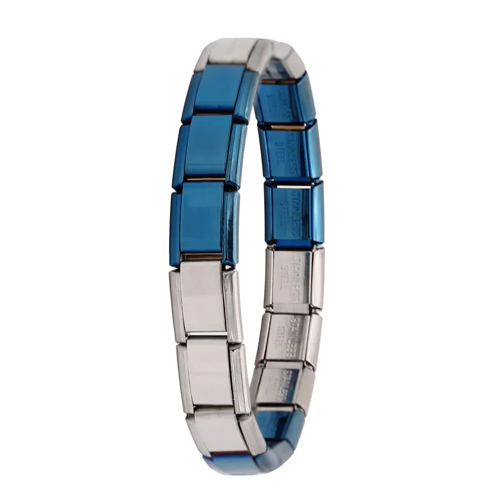 Italian Elastic Charm Bracelet 9mm Width Fashion Stainless Steel Bangle Women's Jewelry