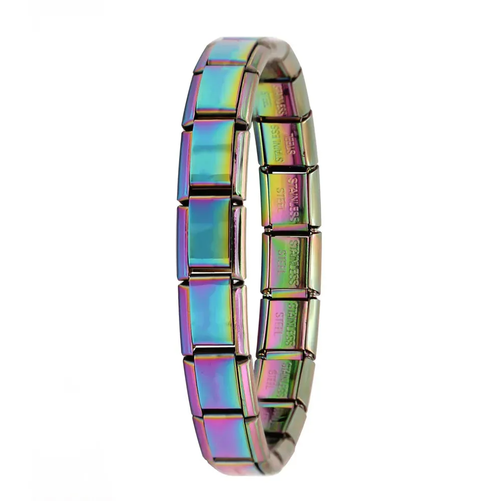 Italian Elastic Charm Bracelet 9mm Width Fashion Stainless Steel Bangle Women's Jewelry