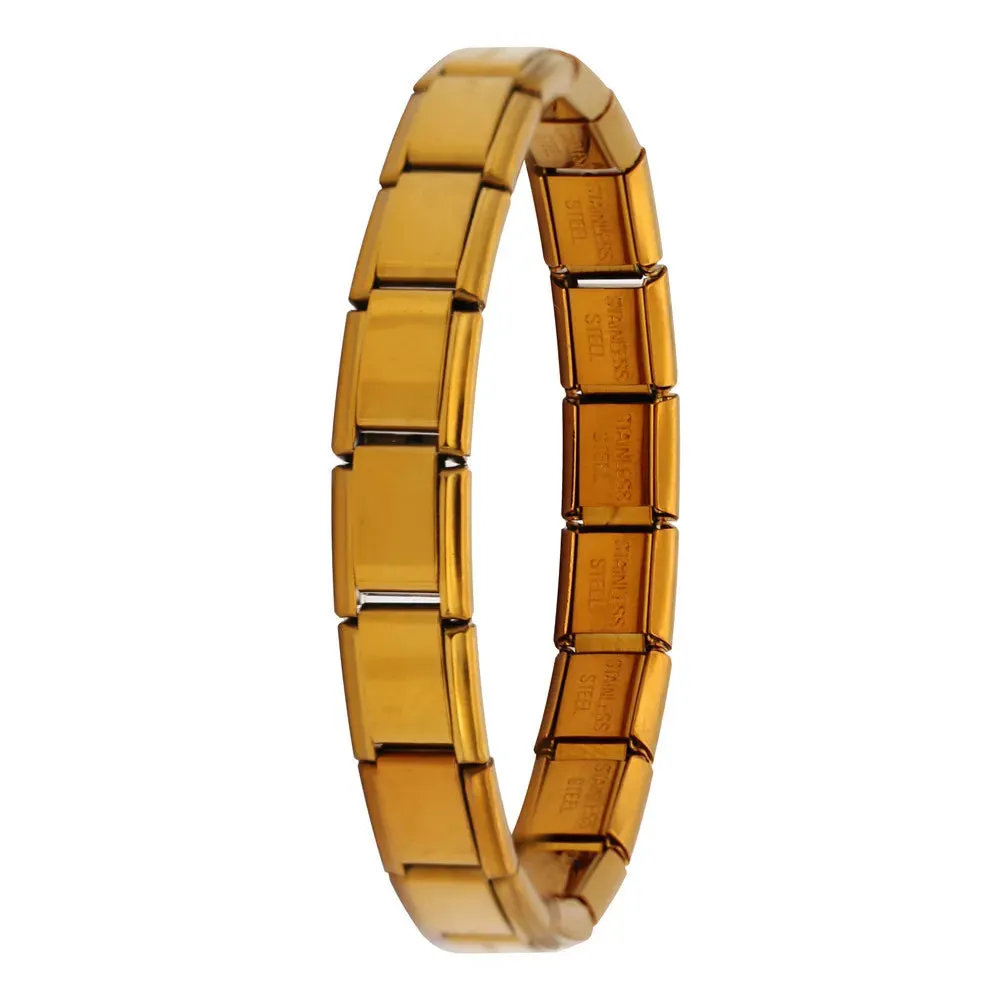 Italian Elastic Charm Bracelet 9mm Width Fashion Stainless Steel Bangle Women's Jewelry