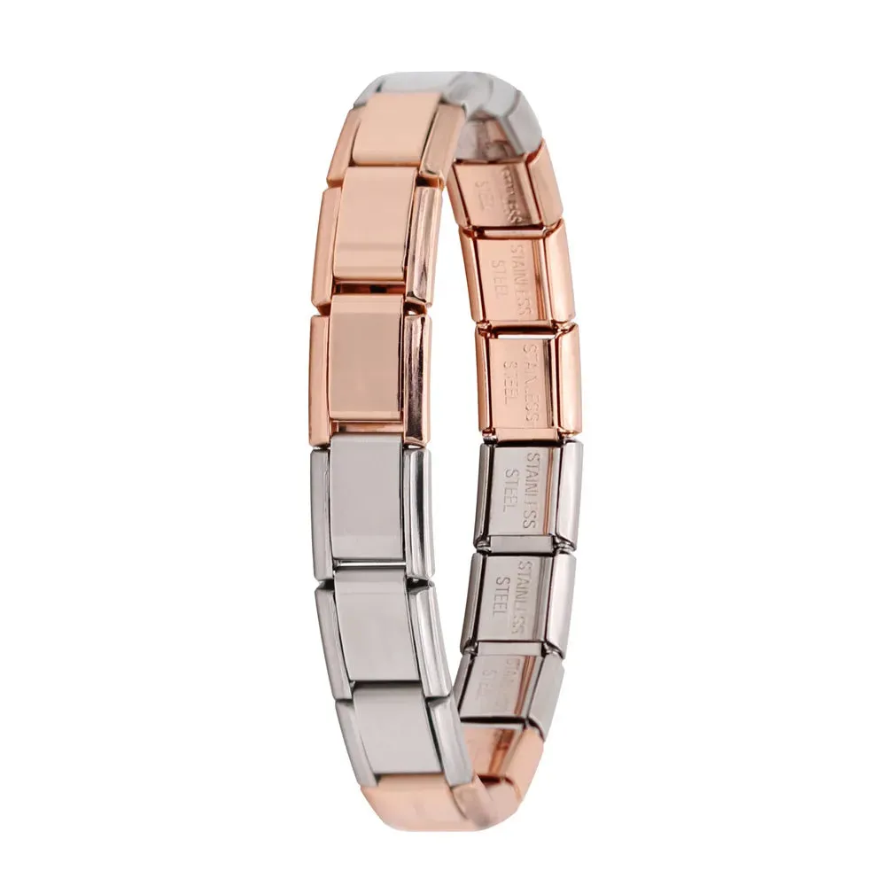 Italian Elastic Charm Bracelet 9mm Width Fashion Stainless Steel Bangle Women's Jewelry