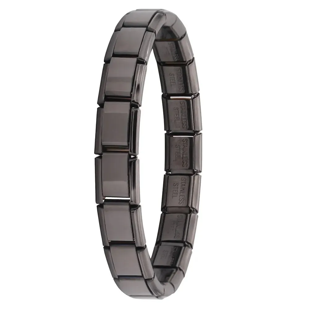 Italian Elastic Charm Bracelet 9mm Width Fashion Stainless Steel Bangle Women's Jewelry