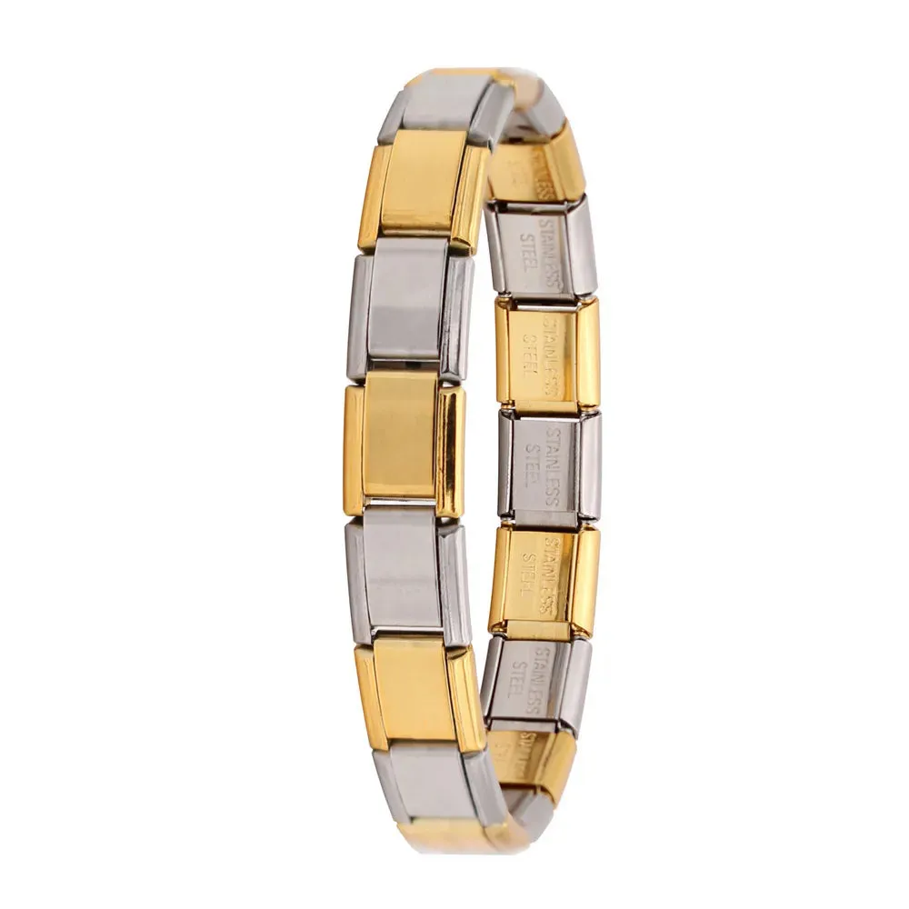 Italian Elastic Charm Bracelet 9mm Width Fashion Stainless Steel Bangle Women's Jewelry