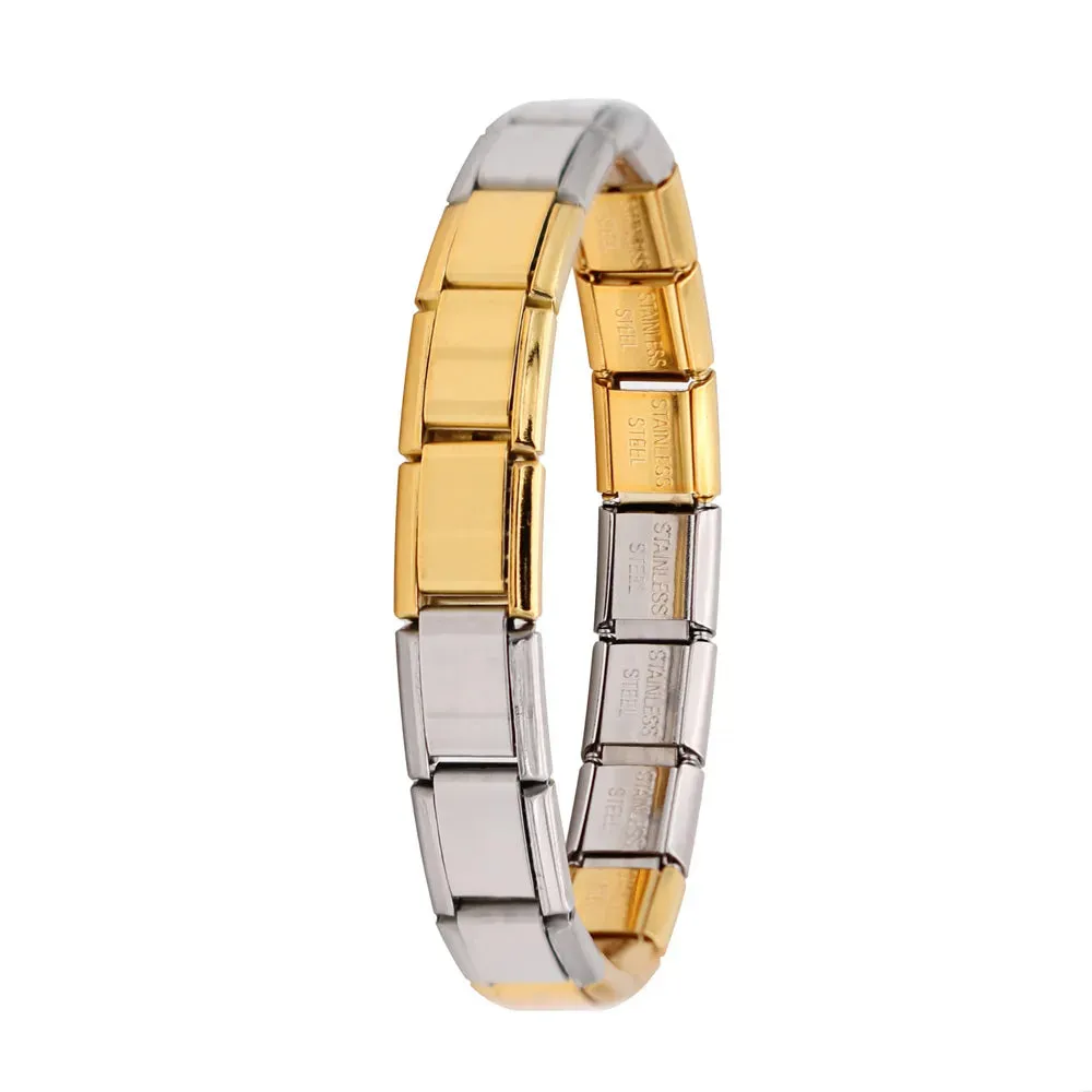 Italian Elastic Charm Bracelet 9mm Width Fashion Stainless Steel Bangle Women's Jewelry