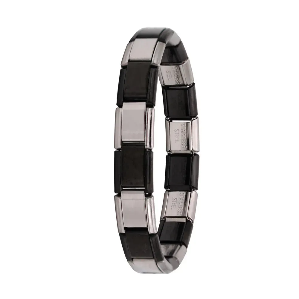 Italian Elastic Charm Bracelet 9mm Width Fashion Stainless Steel Bangle Women's Jewelry